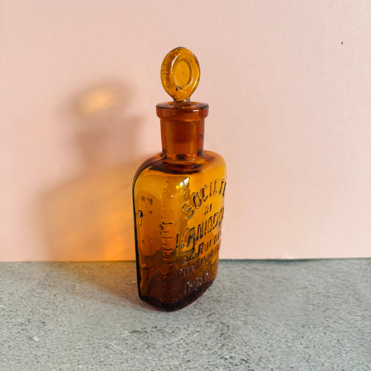 Vintage Amber Apothecary Bottle | French Vintage Collectors Bottle
