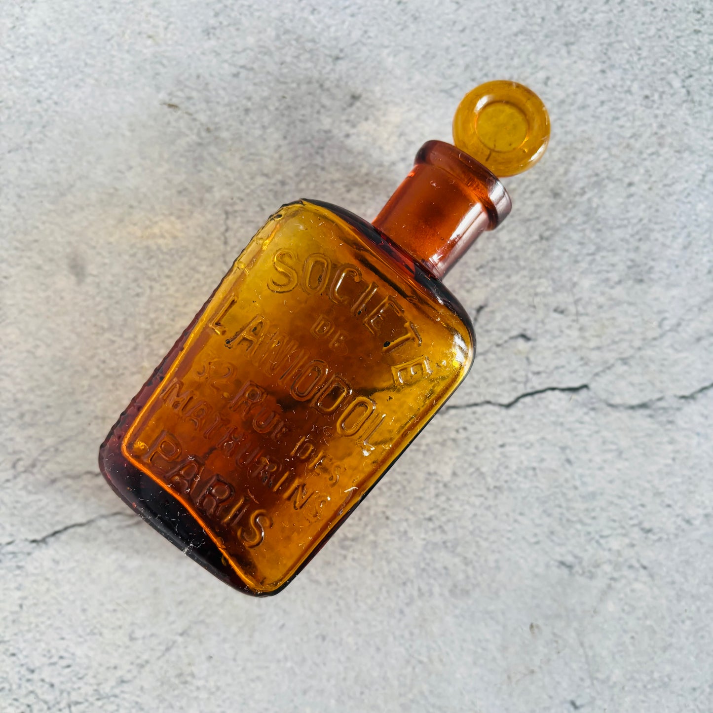 Vintage Amber Apothecary Bottle | French Vintage Collectors Bottle