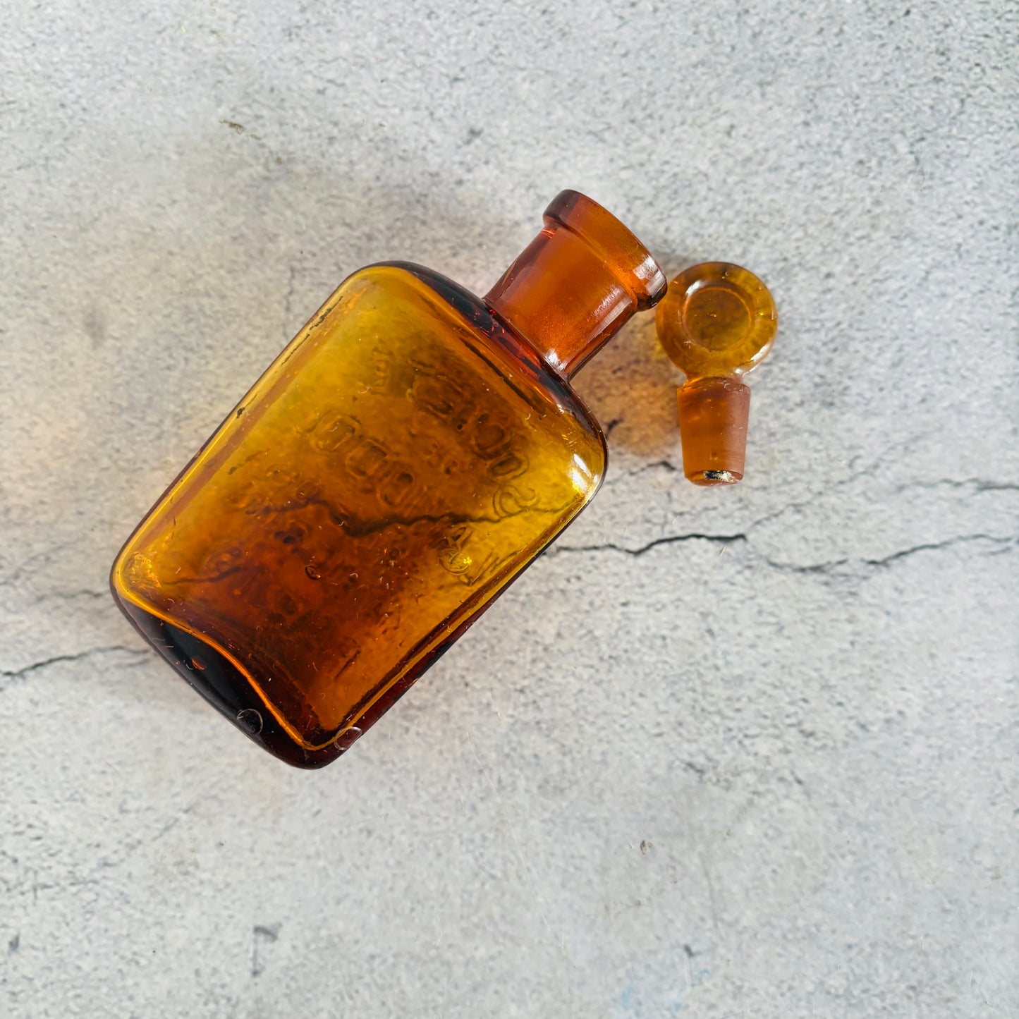 Vintage Amber Apothecary Bottle | French Vintage Collectors Bottle