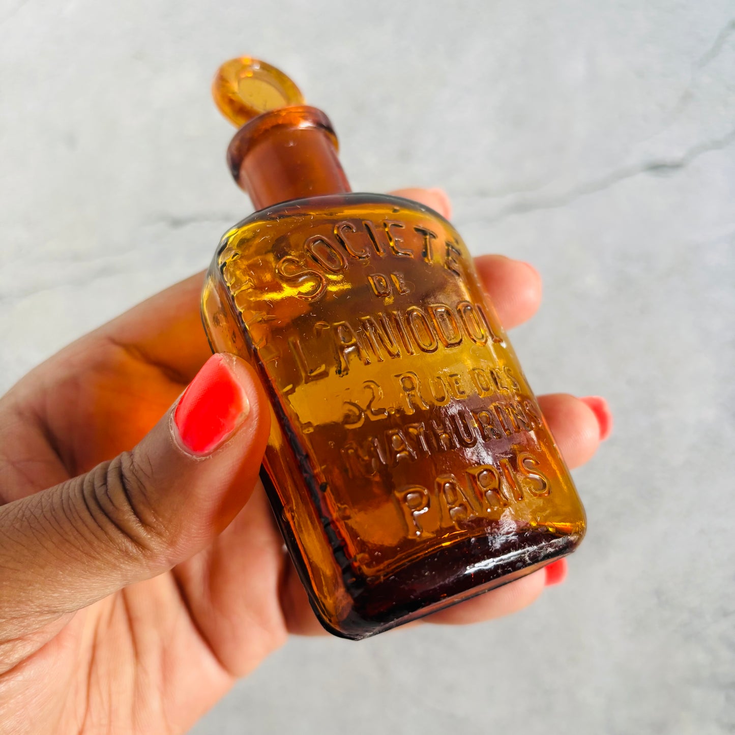 Vintage Amber Apothecary Bottle | French Vintage Collectors Bottle