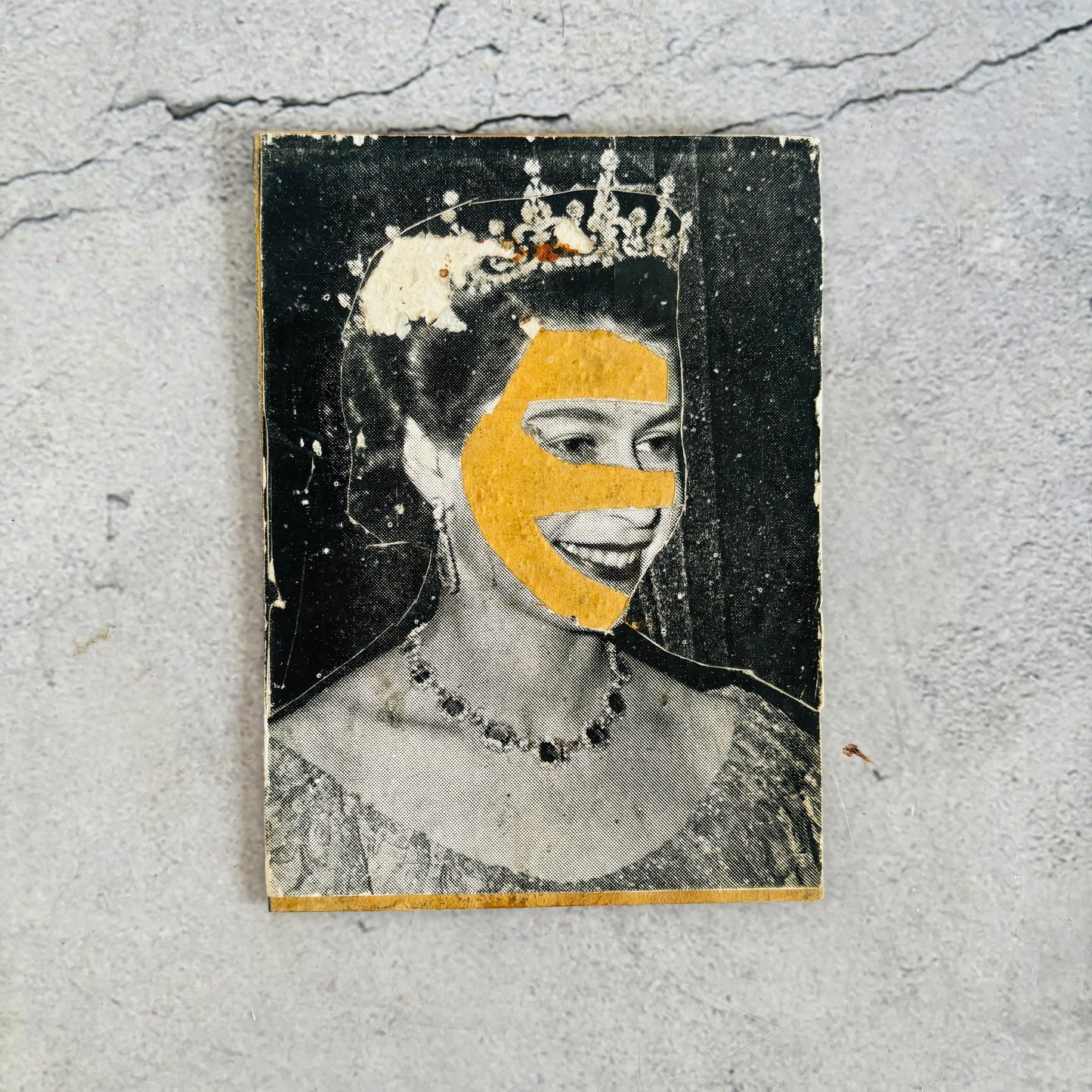Vintage printing plate of an Early Portrait of Queen Elizabeth II