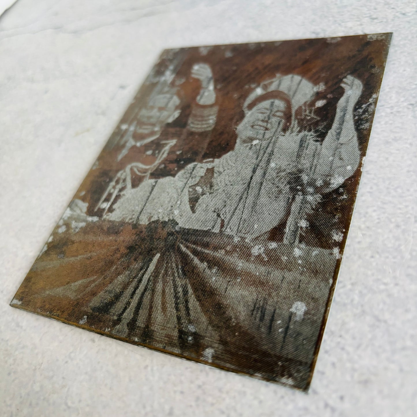 Printing Plate of King George with Queen Elizabeth on the balcony of Buckingham Palace on their Silver Wedding day, waving to the crowds