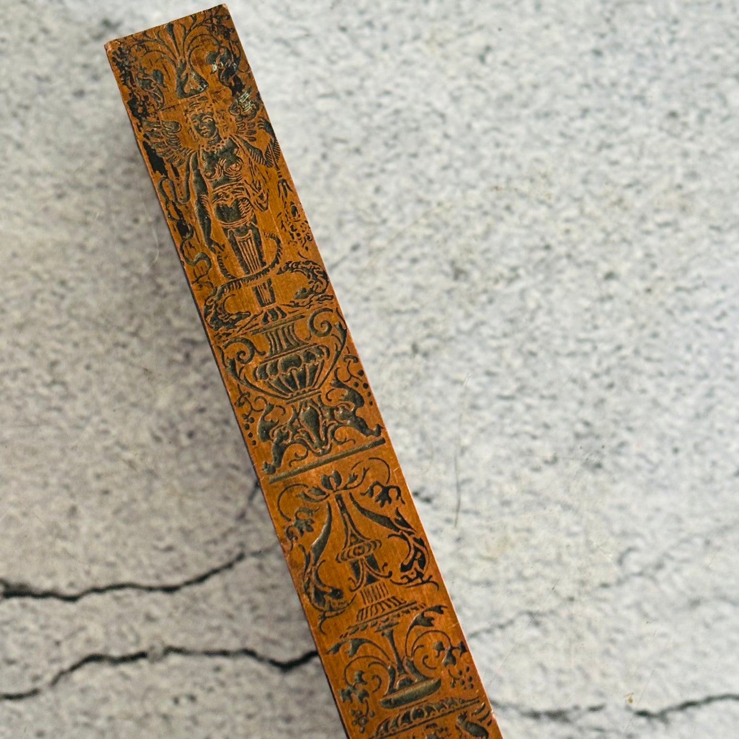 Antique Copper Printing Typeset Block Etched Rare Neo Classical Design