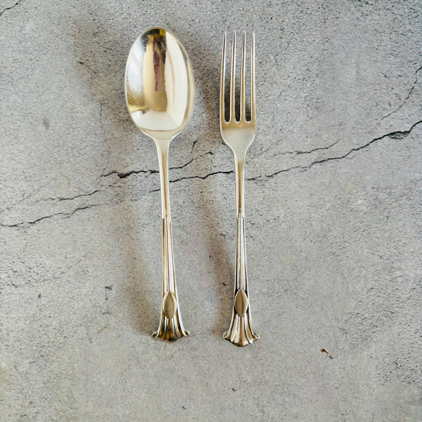 Silver spoon and fork by Mappin & Webb Onslow Pattern Cutlery