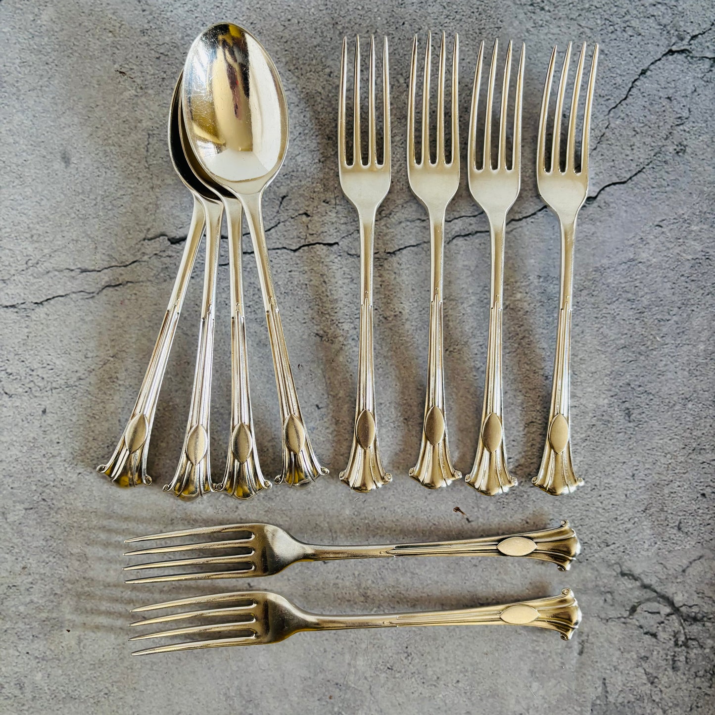 Silver spoons and forks by Mappin & Webb Onslow Pattern Cutlery