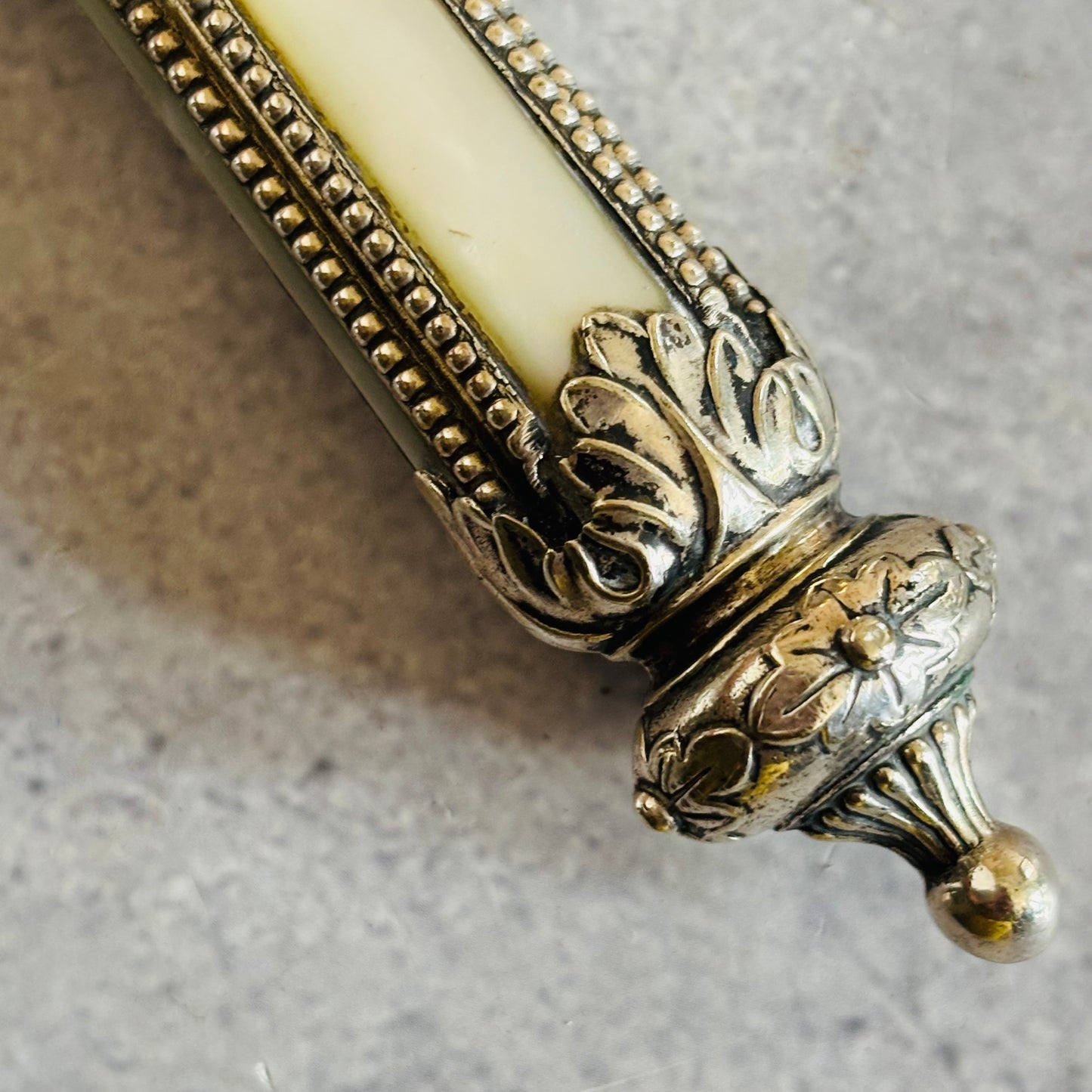 Antique Silver Mother Of Pearl Steel Skewer With A Beautifully Handle