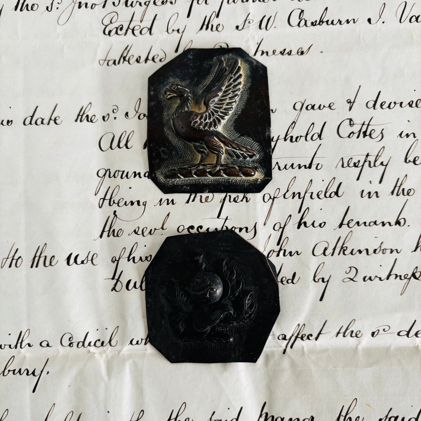 Antique Zinc Moulds Unique Heraldic Design an old document