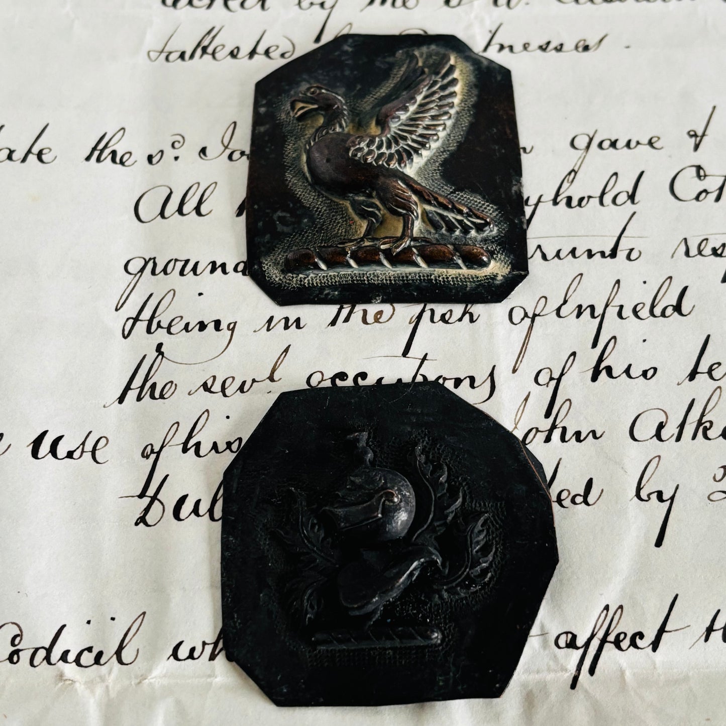 Antique Zinc Moulds Unique Heraldic Design an old document