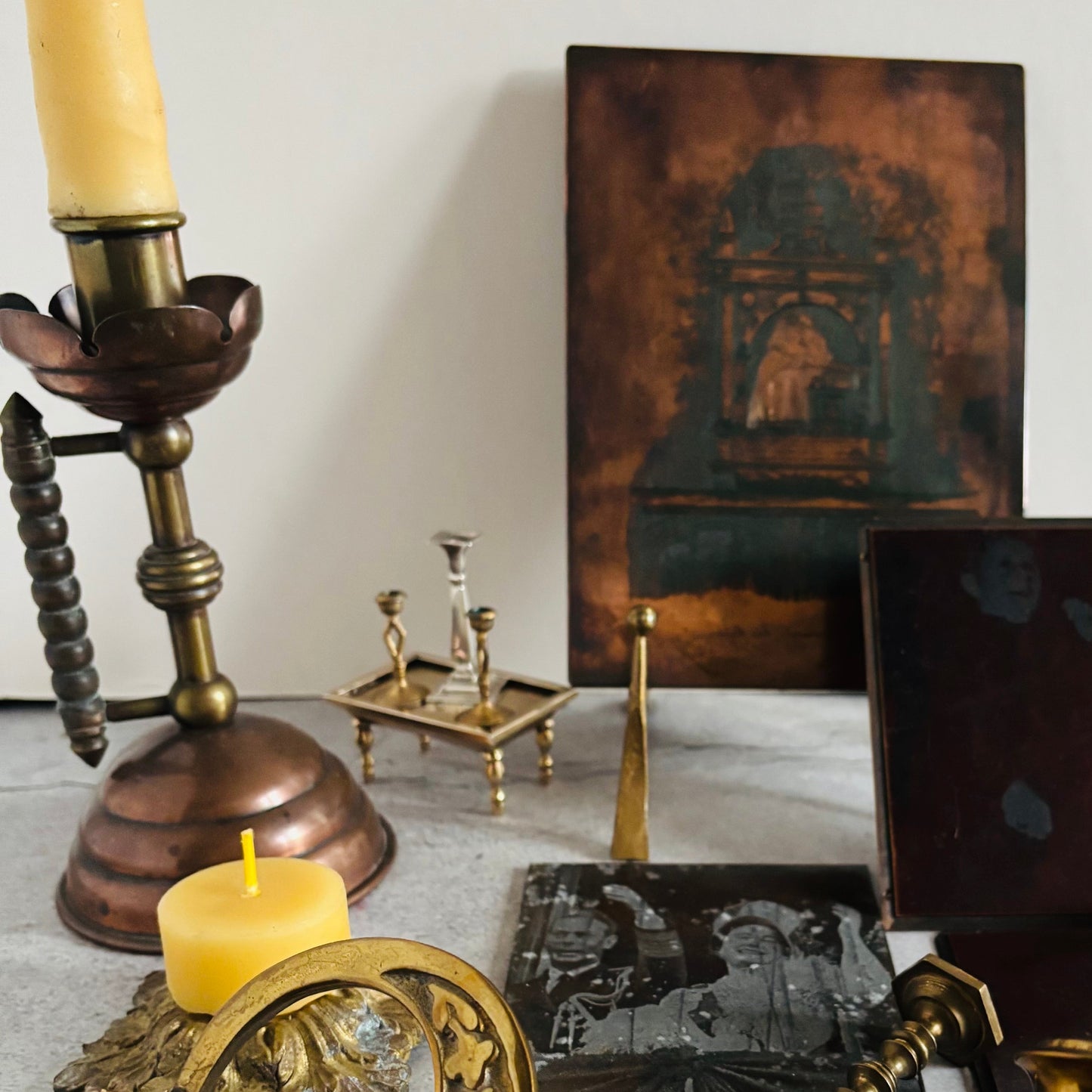The Director Rhys - Arts & Crafts Copper and Brass Candlestick