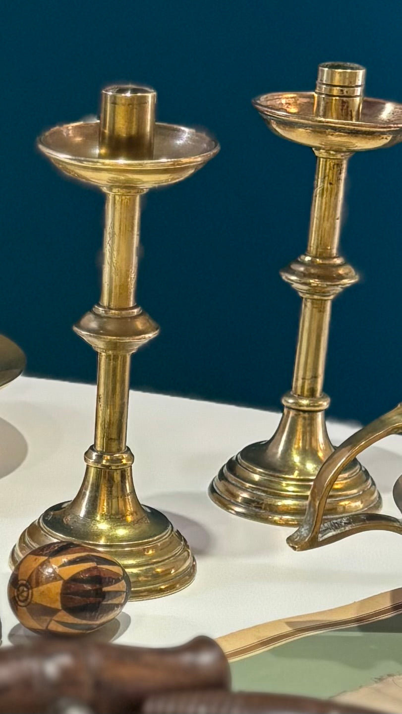 Georgian Brass Small Candlesticks | The Urban Vintage Affair