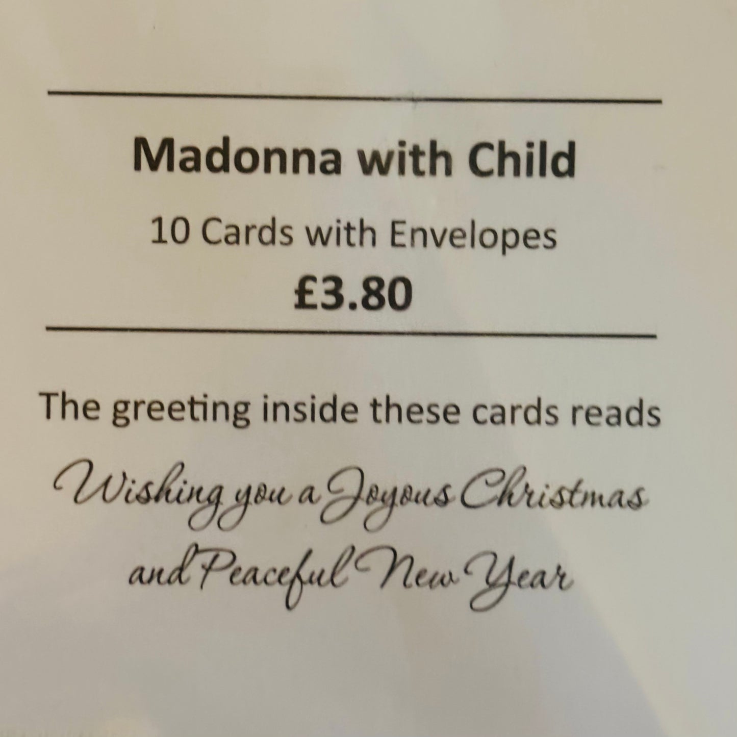 Lupus UK Christmas Cards Pack of 10 - Madonna with Chid