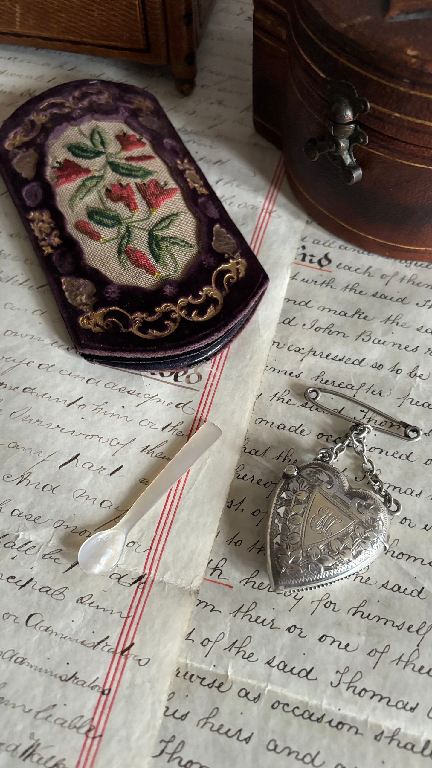 Antique French Embroidered Cigar & Spectacle Case | The Urban Vintage Affair