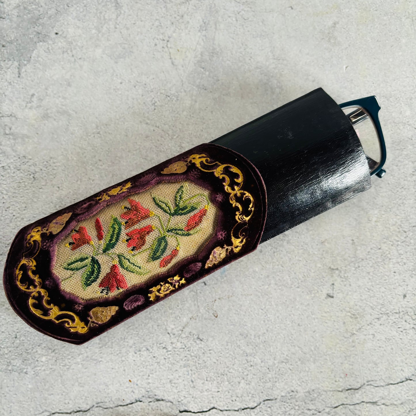 Antique French Embroidered Cigar & Spectacle Case | The Urban Vintage Affair