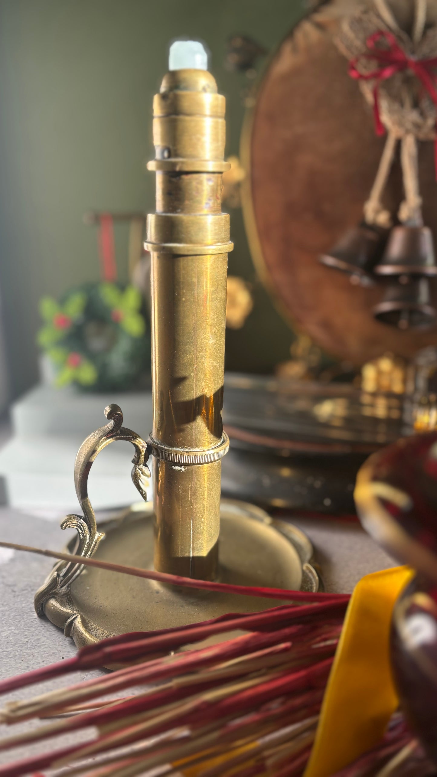 The Director Amy - Unusual Antique Brass Candlesticks