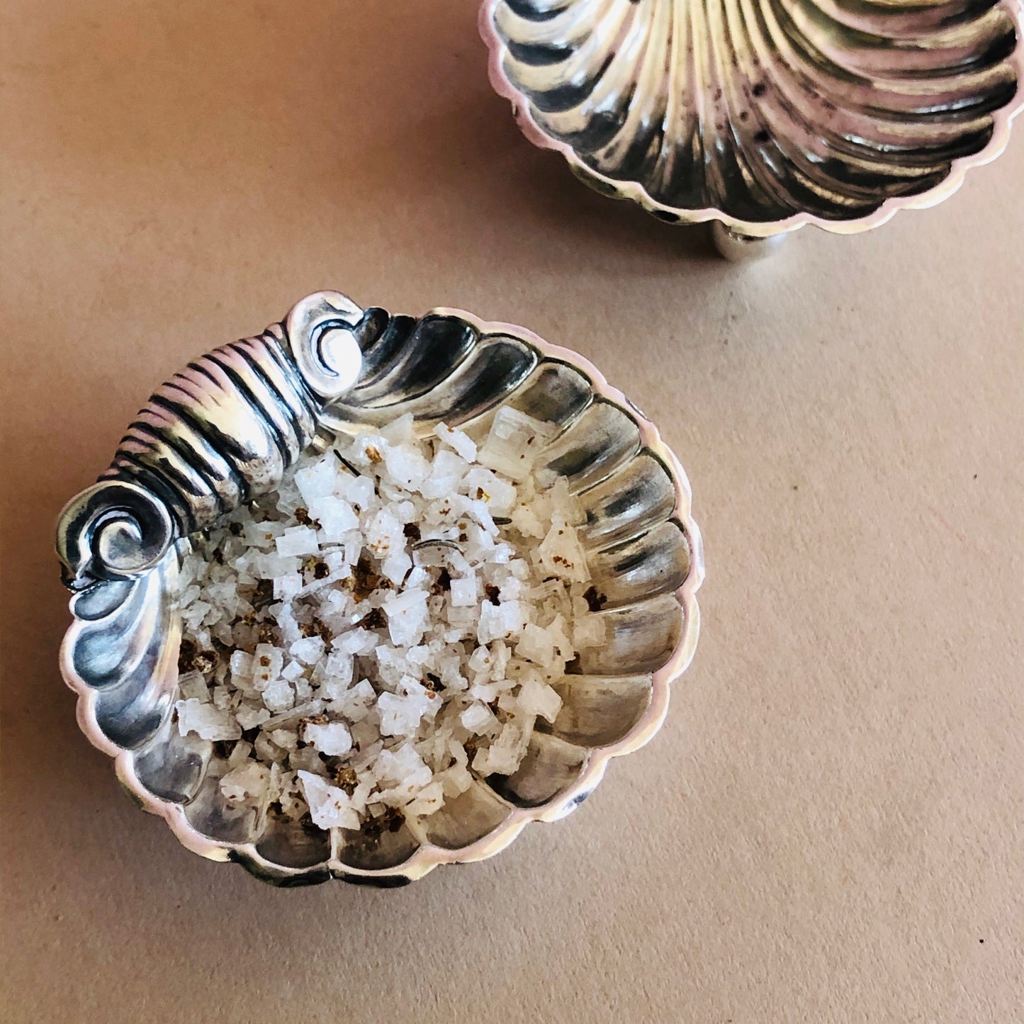 Master Arthur - Pair of Antique Silver Plate Shell Design Salts