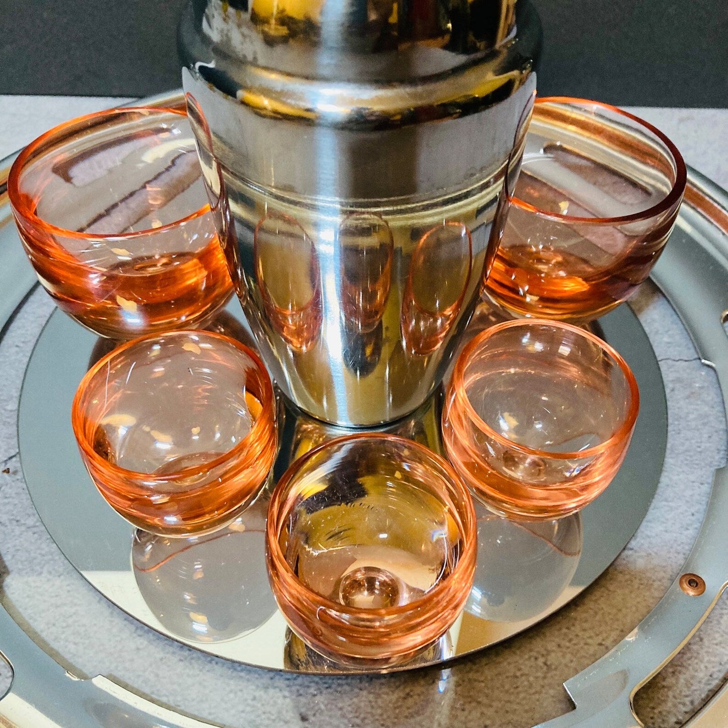 Small Vintage Drinking Glass | Neon Coral Shot Glasses