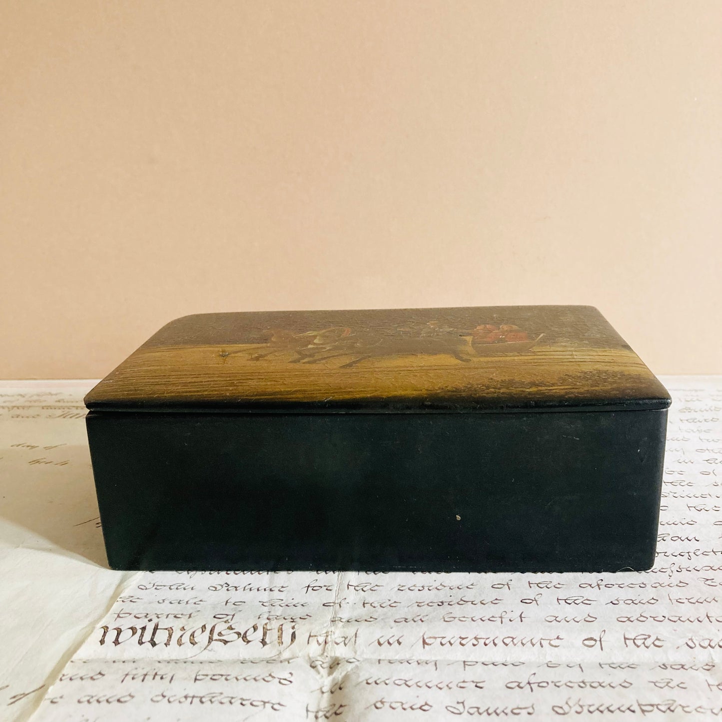 Antique Lacquer Paper Mache Box by Vishniakov