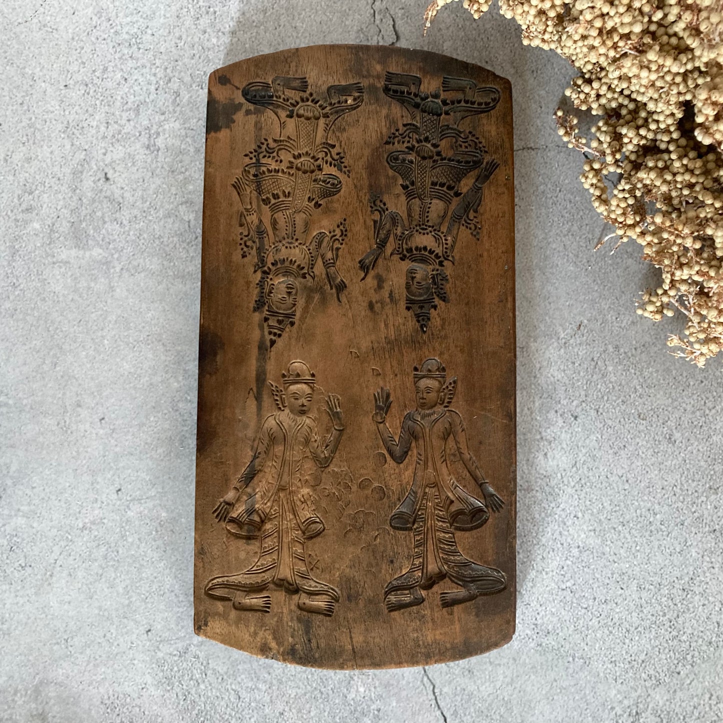 Antique Double Sided Biscuit Cookie Mould | Burmese Figures