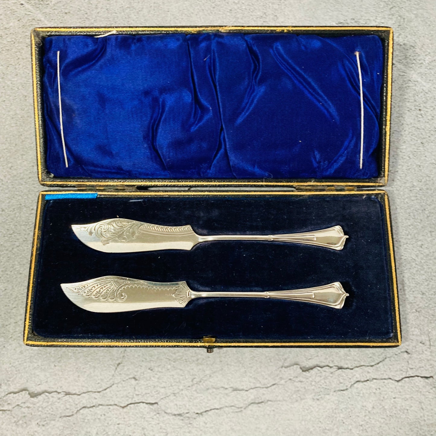 Antique Silver Engraved Miniature Butter Knives