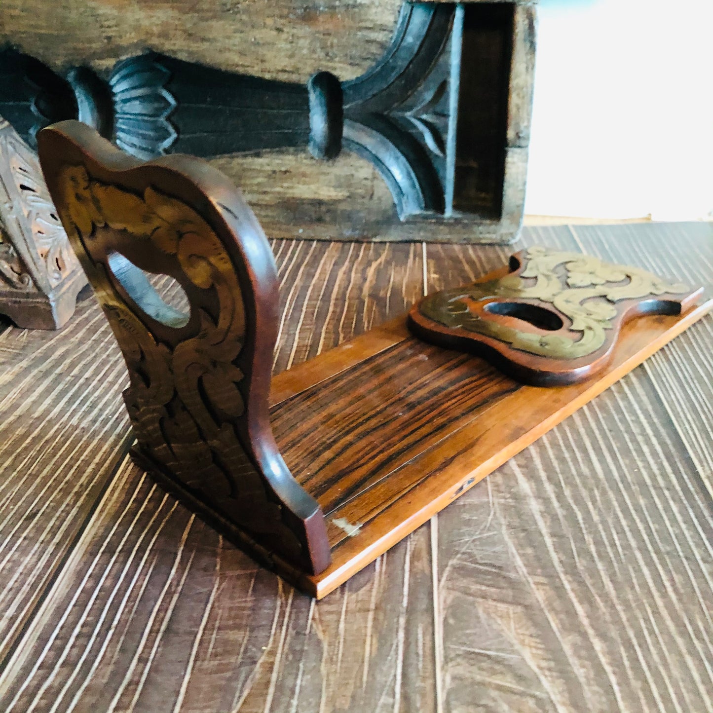 Antique Coromandel Wooden Folding and Expanding Book Holder
