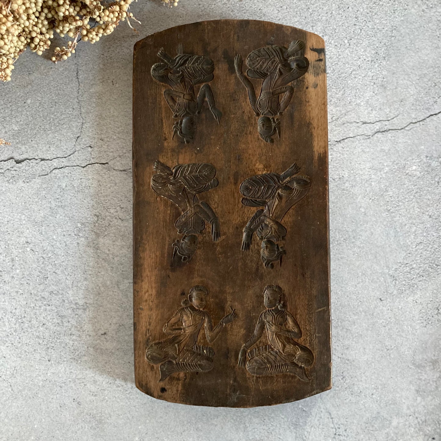 Antique Double Sided Biscuit Cookie Mould | Burmese Figures