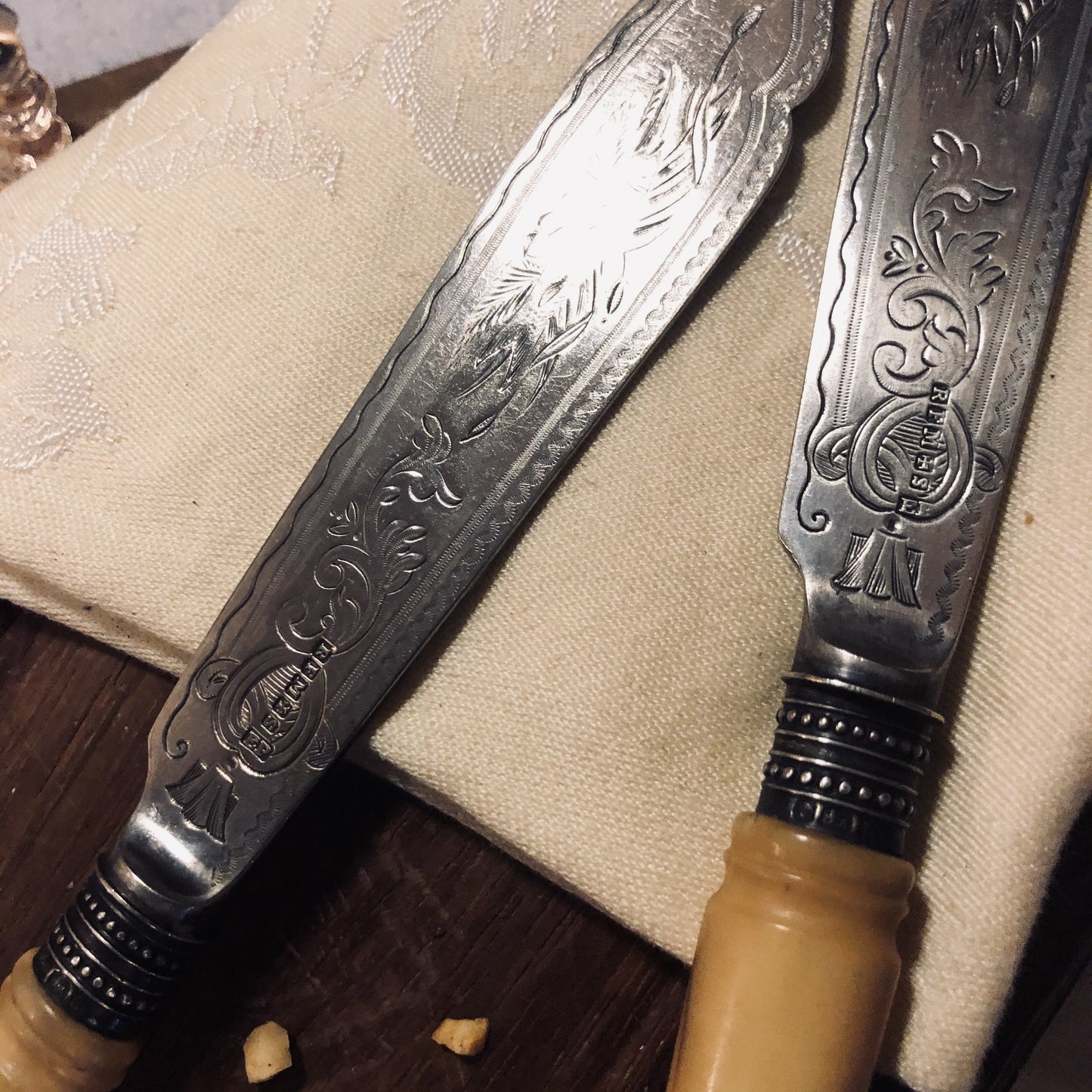 Fish Knives With Engraved Blades Richard Morton Sheffield 1885