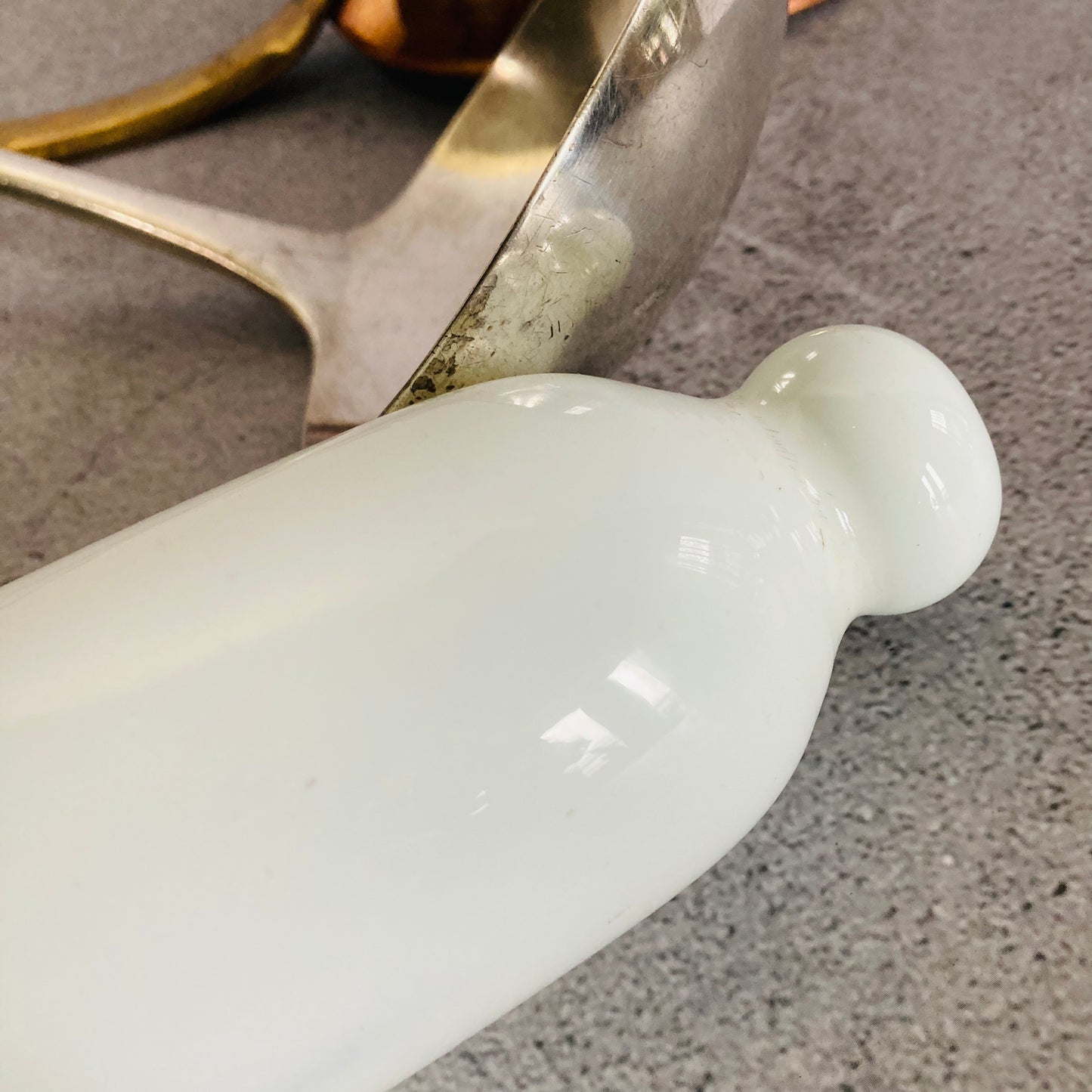 Victorian Milk Glass Rolling Pin | Country Farmhouse Kitchen Decor