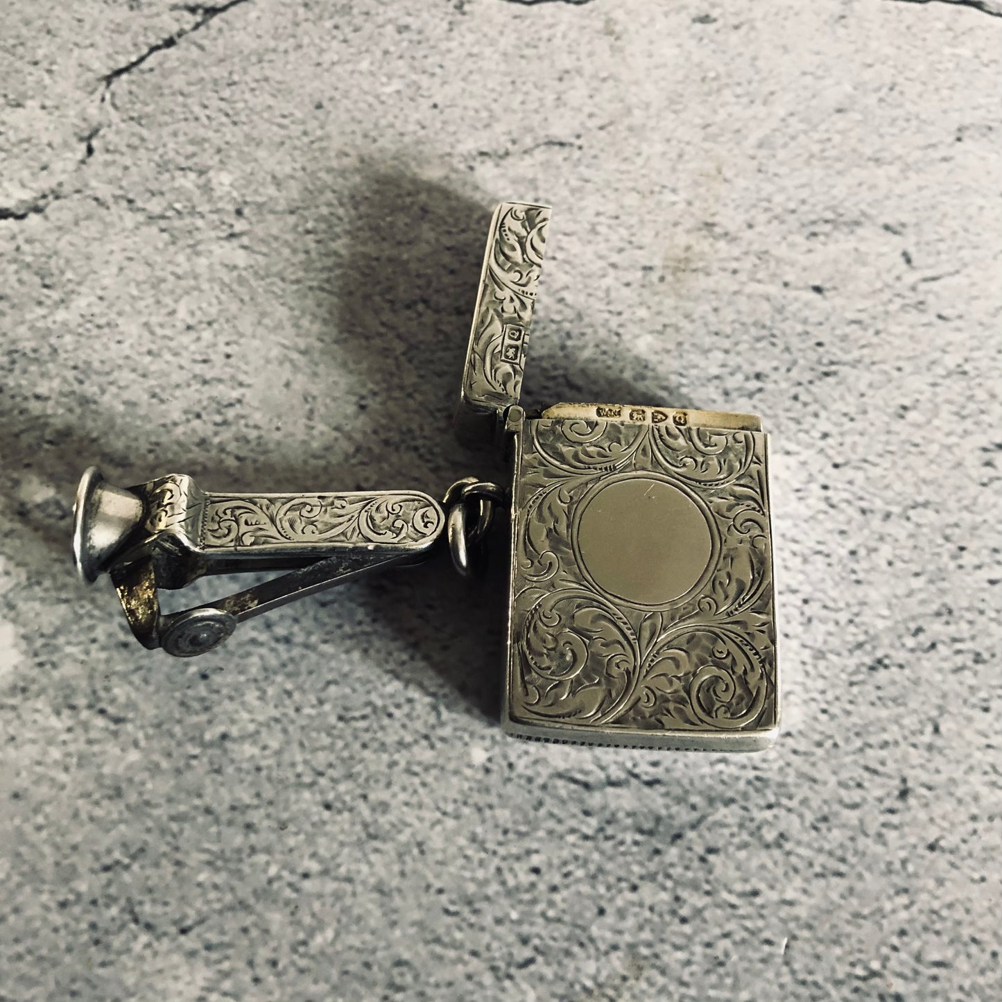 Antique Silver Vesta Case with Cheroot Cigar Cutter 1899 William Neale