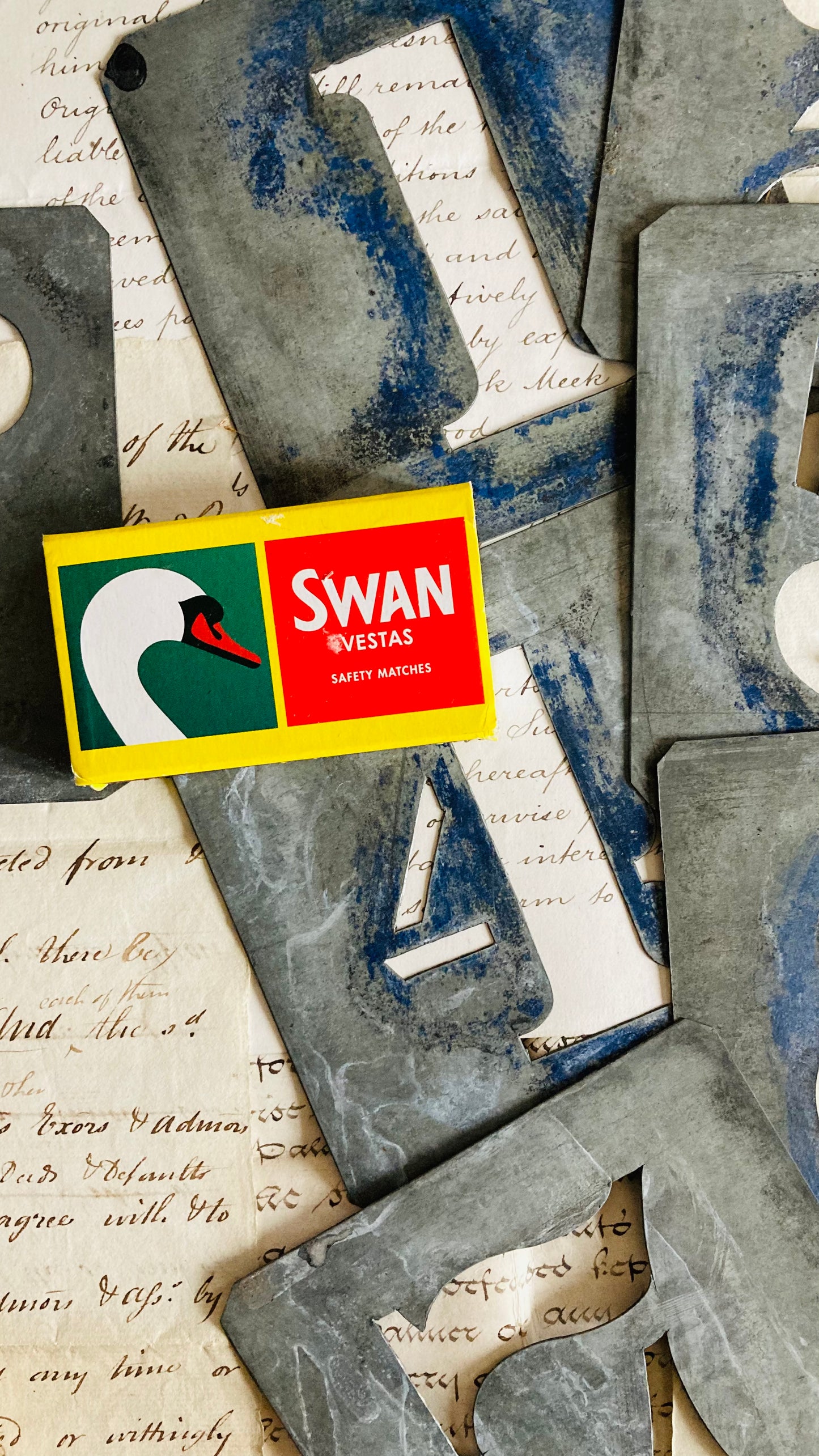 Vintage Galvanised Letter Stencils