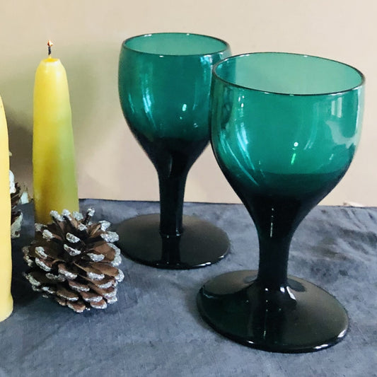 The Stripper Michael - Antique Hand Blown Turquoise Wine Glasses