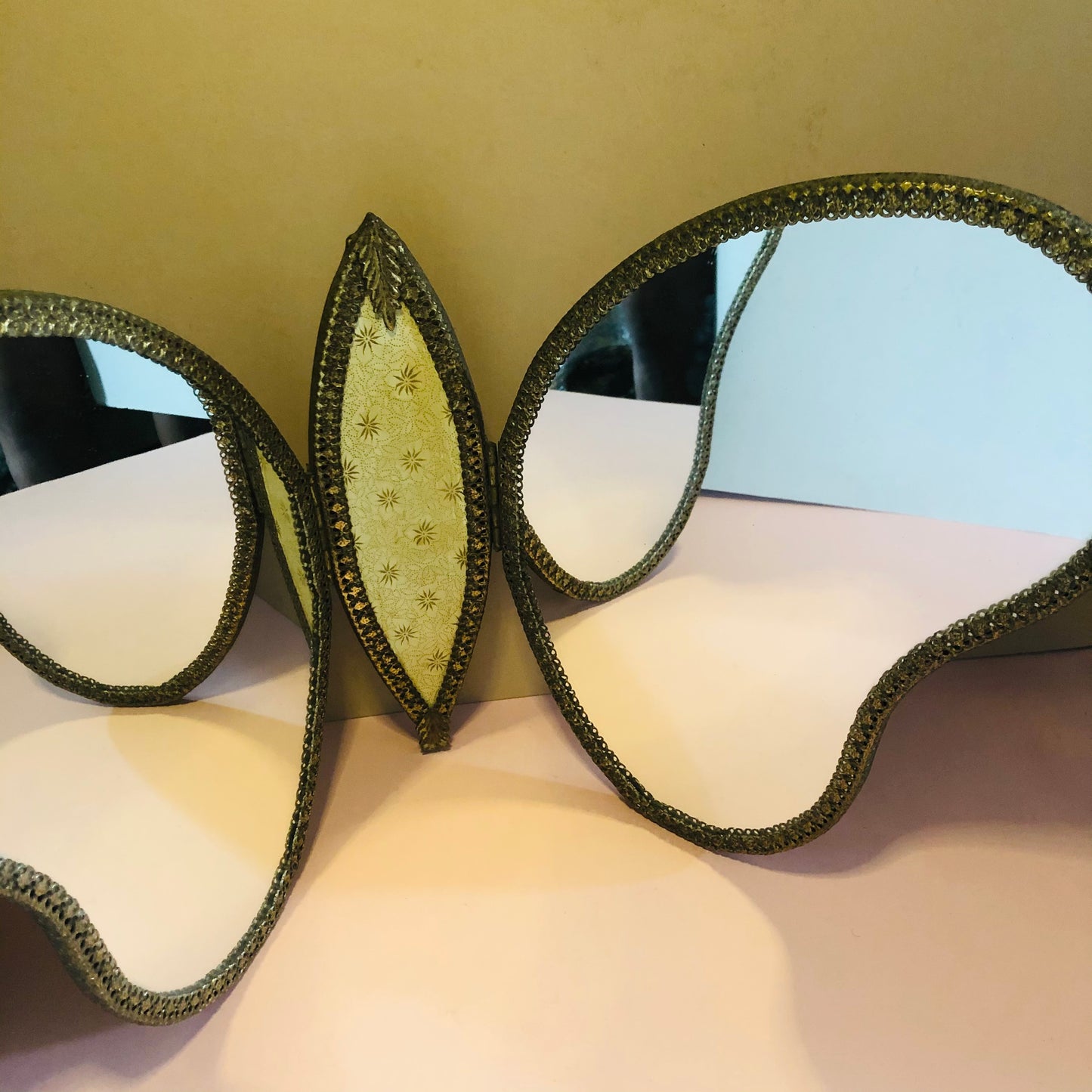 Vintage Triptych Butterfly Mirror | Very Rare Dressing Table Mirror