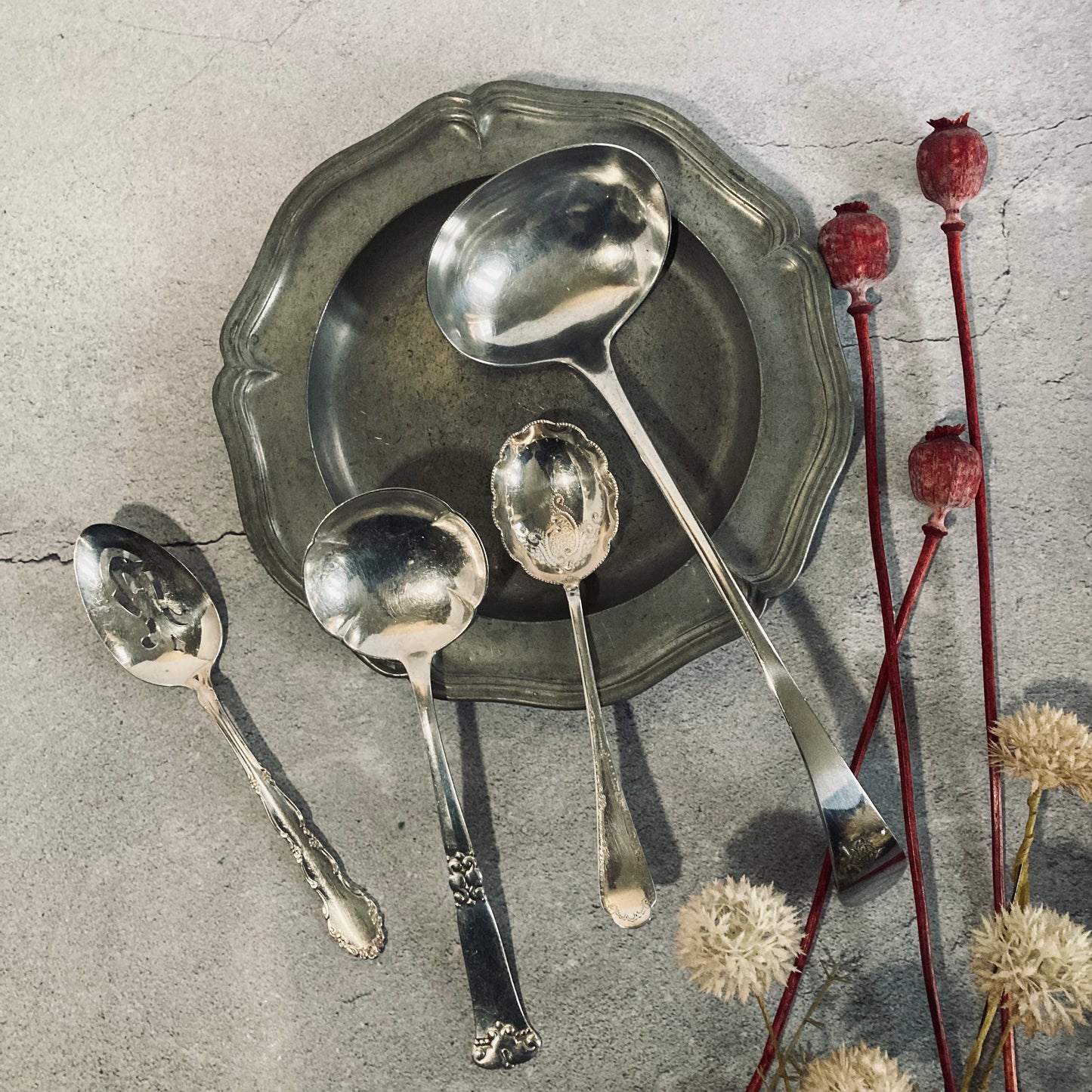 Antique Silver Long Soup Ladle