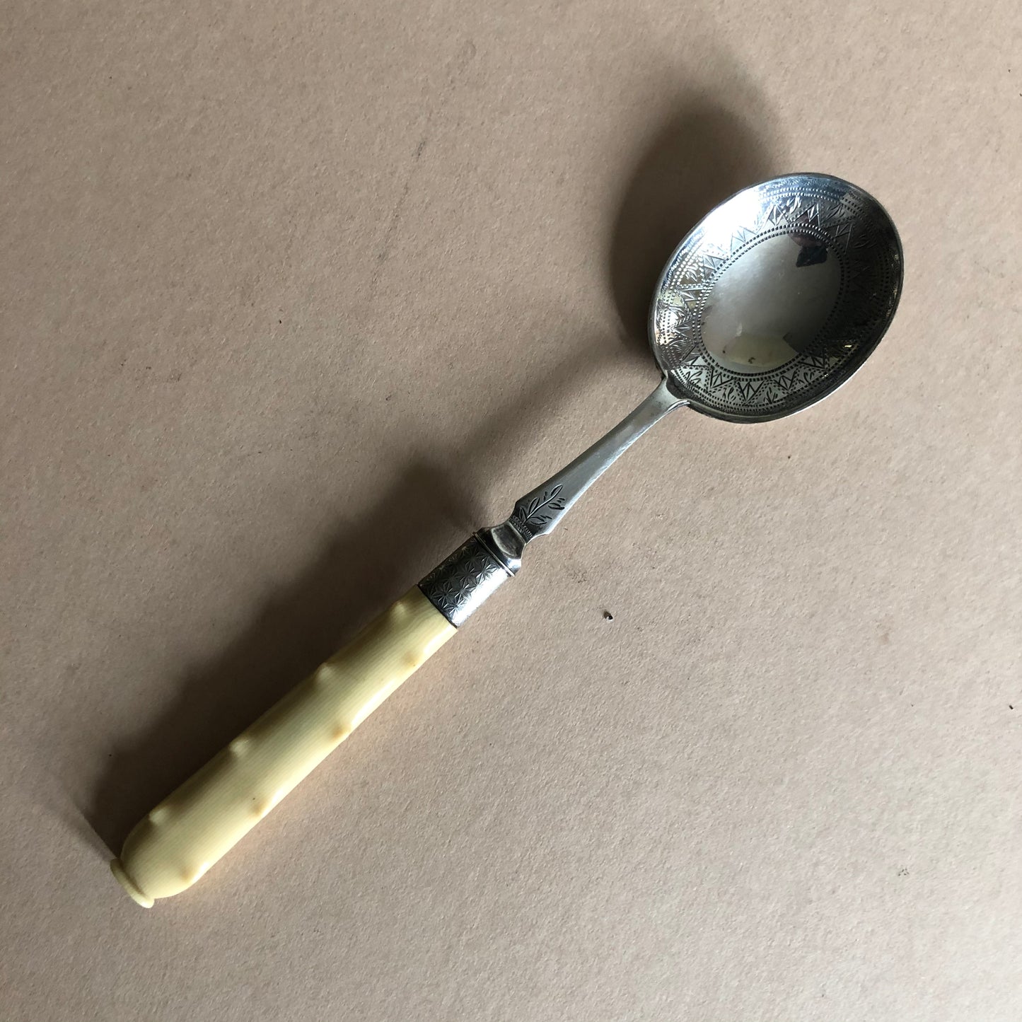 Antique Silver Spoon with Bone Handle