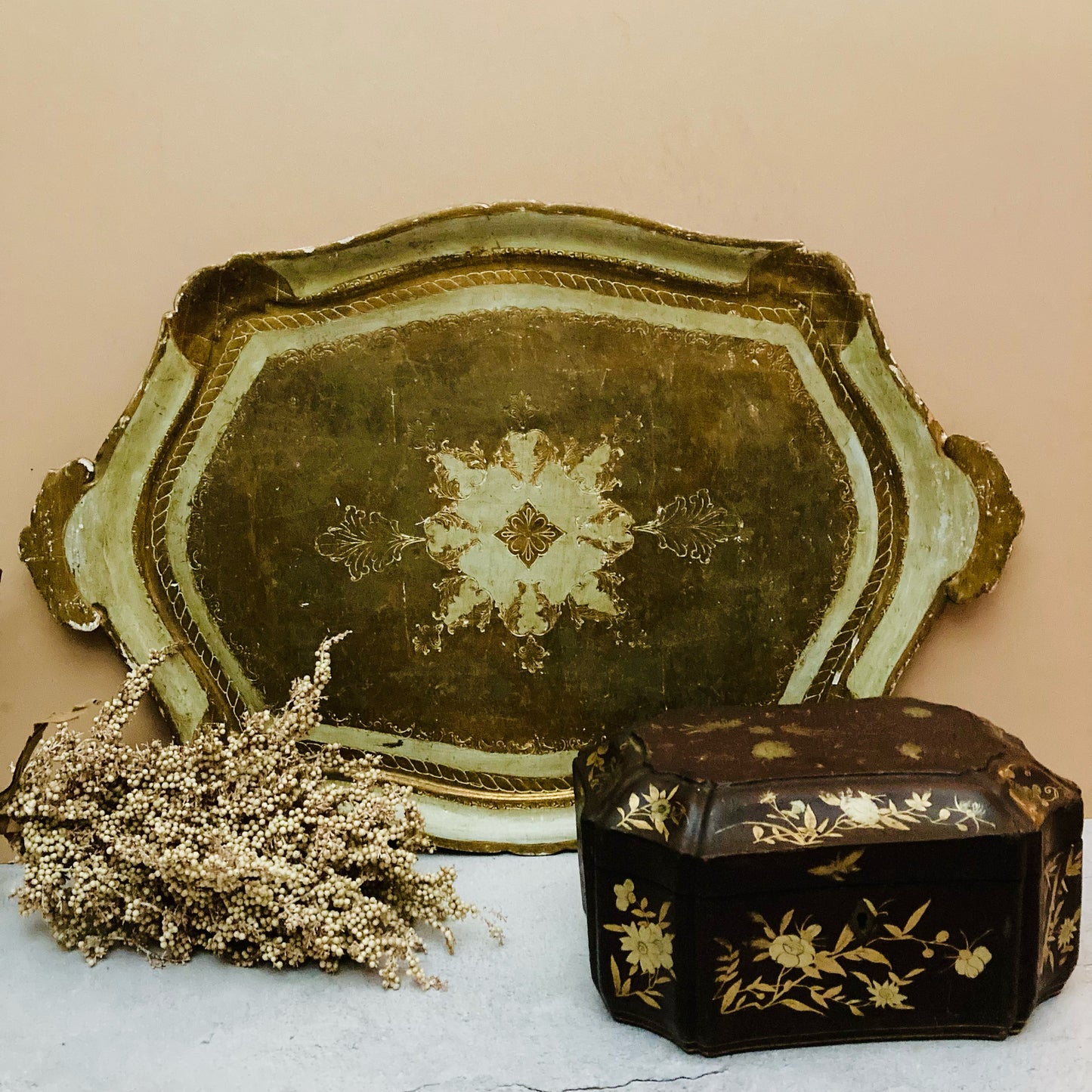 The Tattooist Alice - Large Gold Paper Mache Florentine Tray