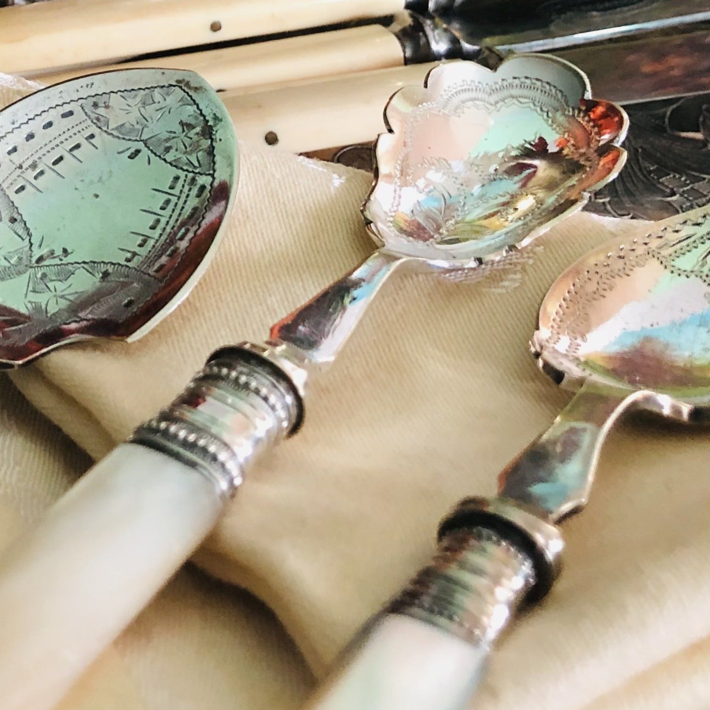 Antique Engraved Scallop Edge Spoon