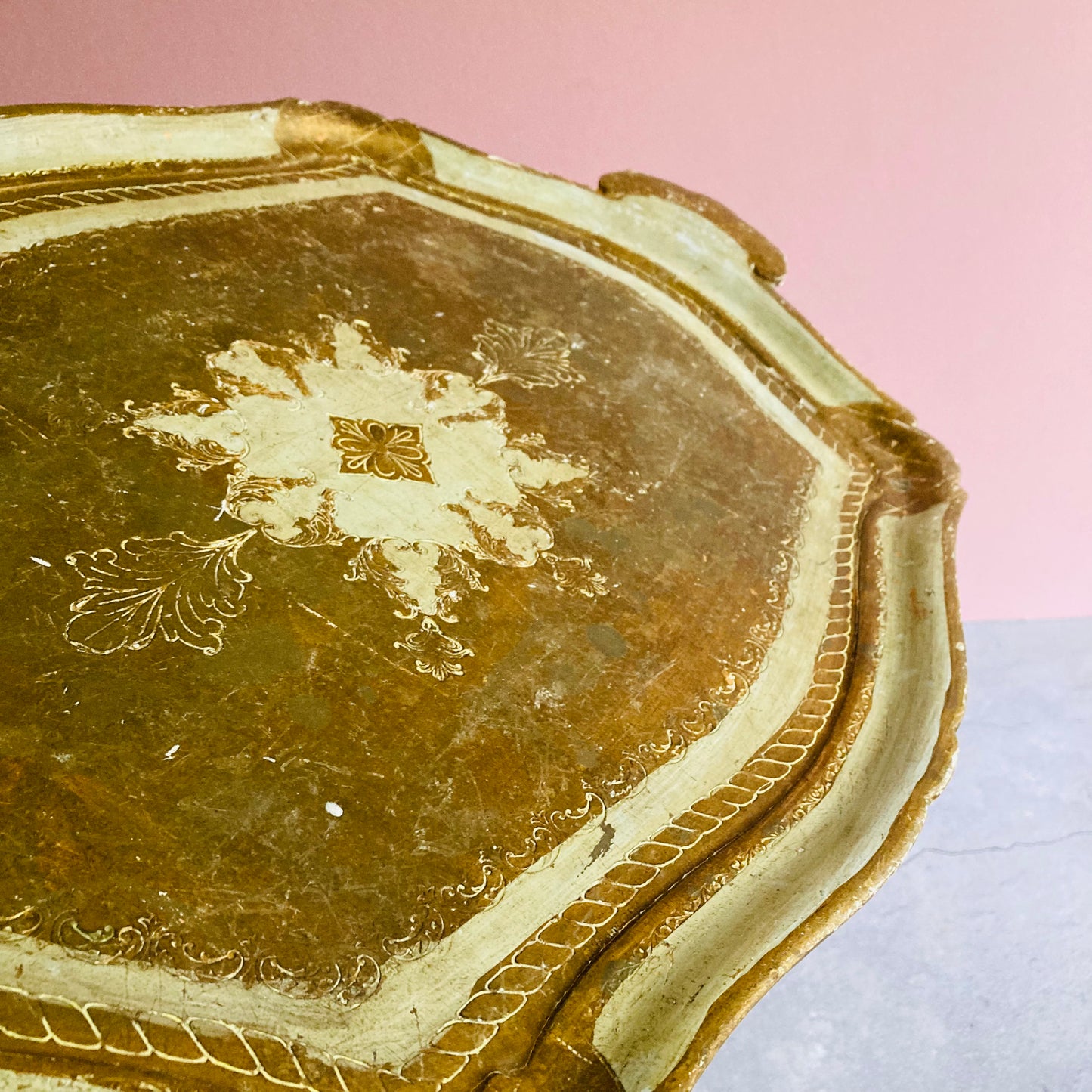 The Tattooist Alice - Large Gold Paper Mache Florentine Tray