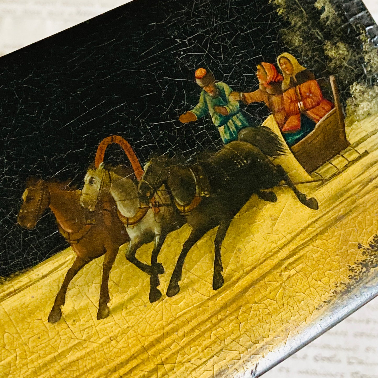 Antique Lacquer Paper Mache Box by Vishniakov
