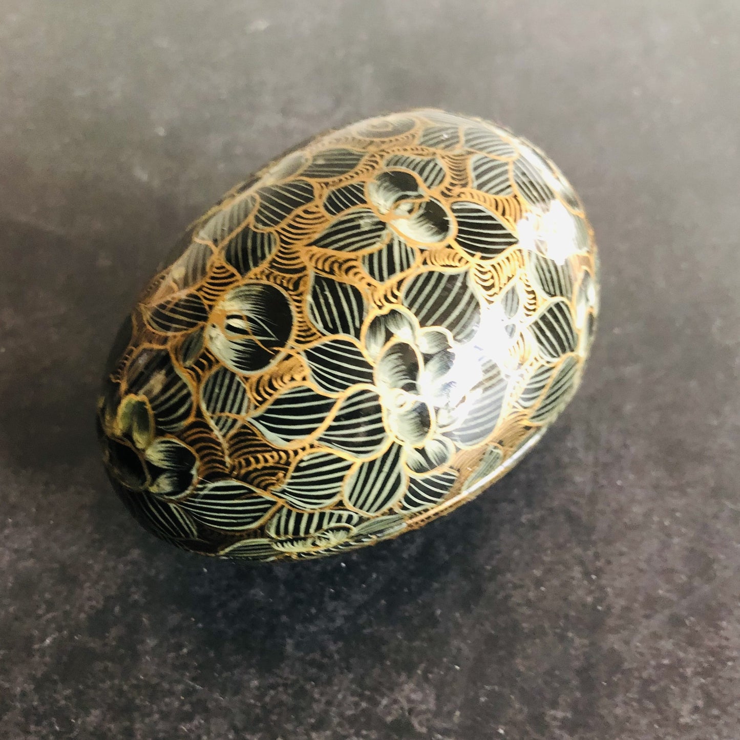 Vintage Paper Mache Kashmir Egg Shape Box