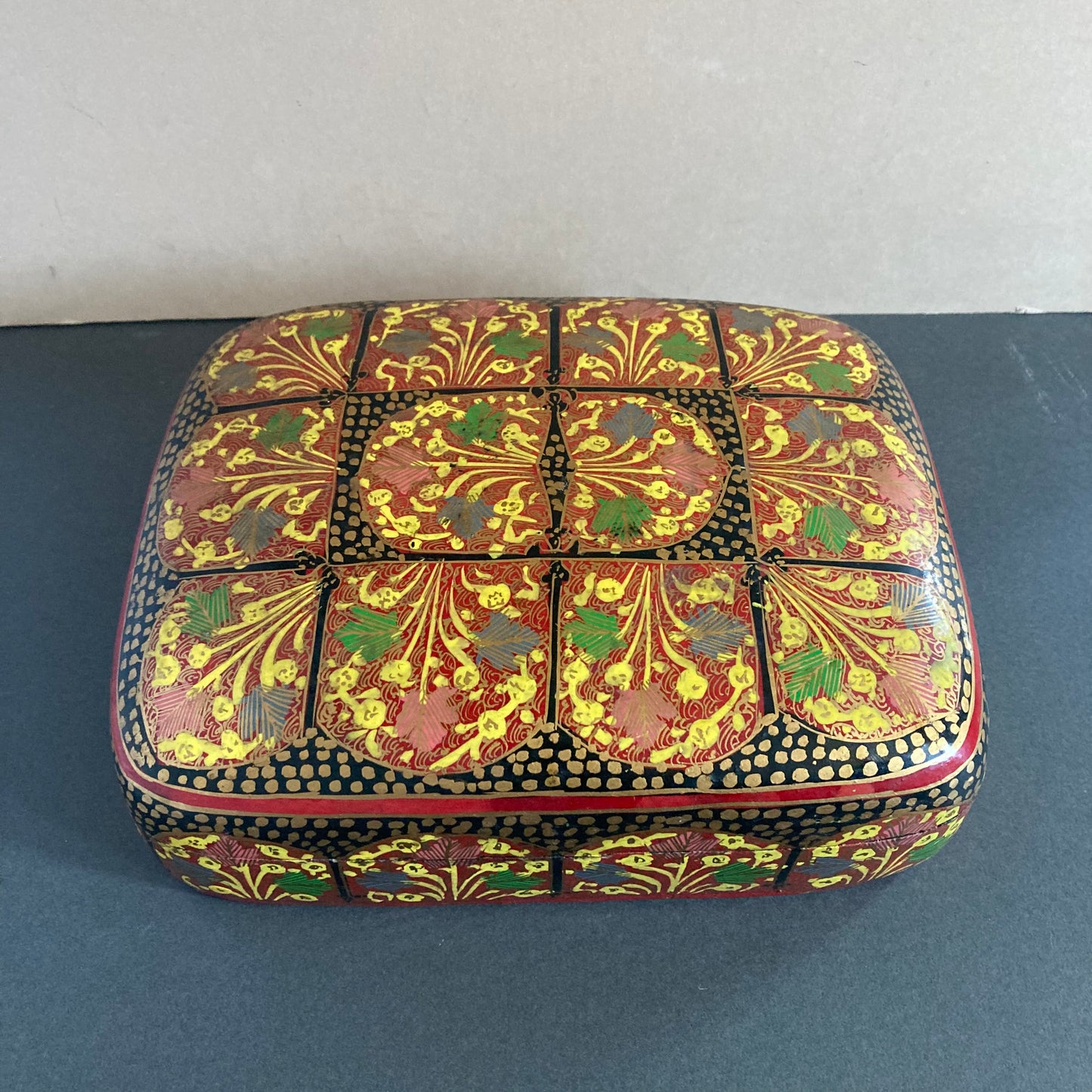 Vintage Large Paper Mache Kashmir Box