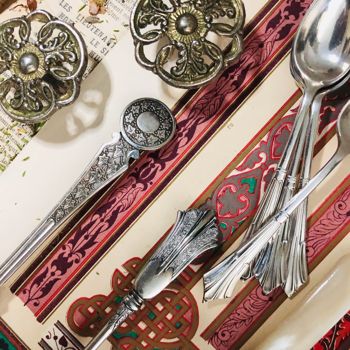 Antique Engraved Jam / Dessert Spoon