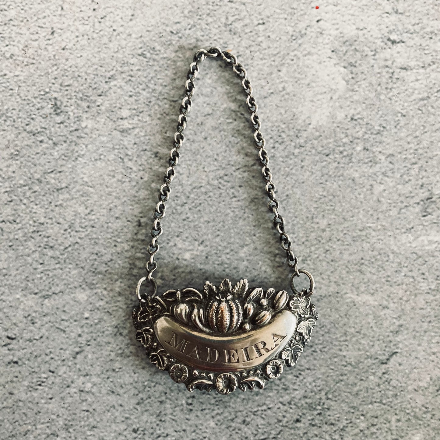 Antique Silver Decanter Bottle Label Madeira