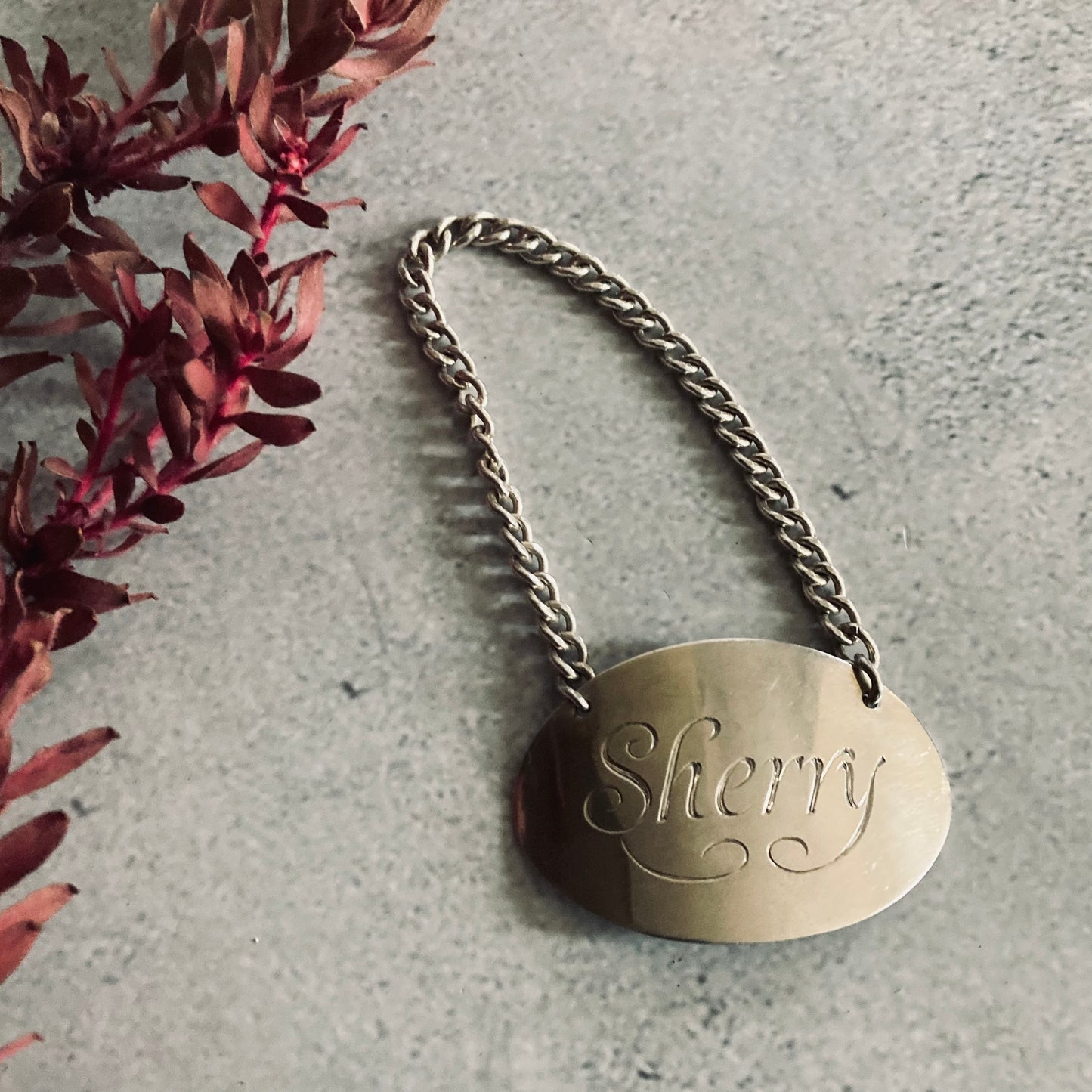 Sterling Silver Sherry Decanter Bottle Label