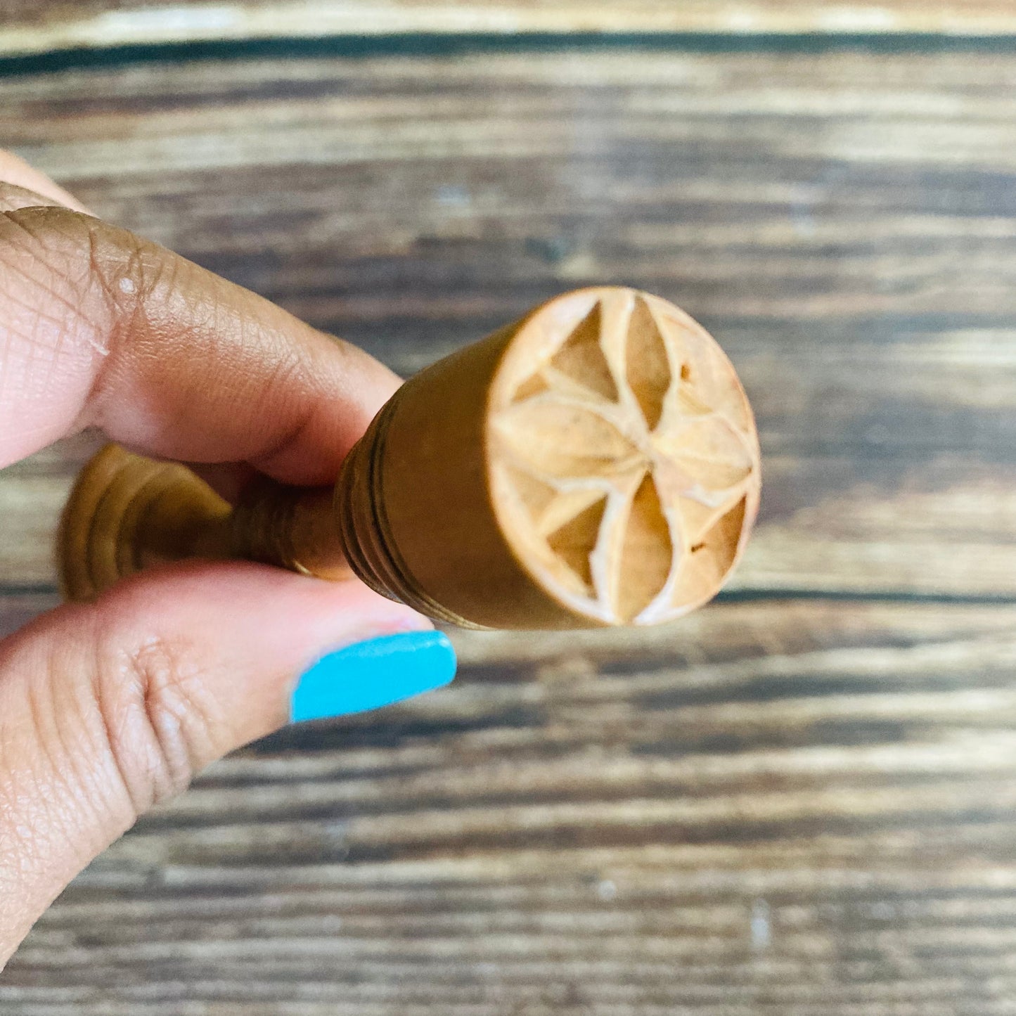 Antique Treen Miniature Wooden Butter Stamp | Country Farmhouse Kitchen
