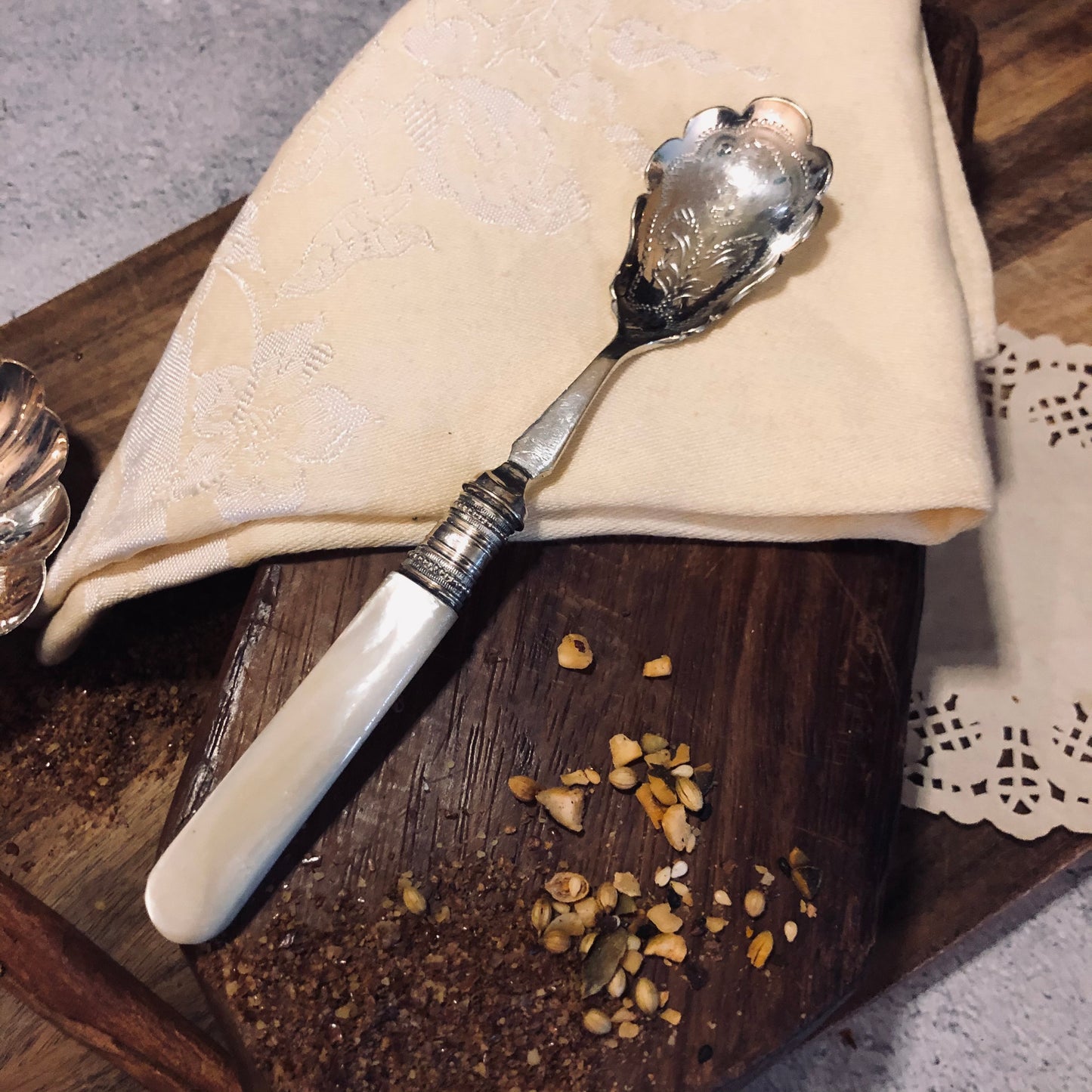 Antique Engraved Scallop Edge Spoon