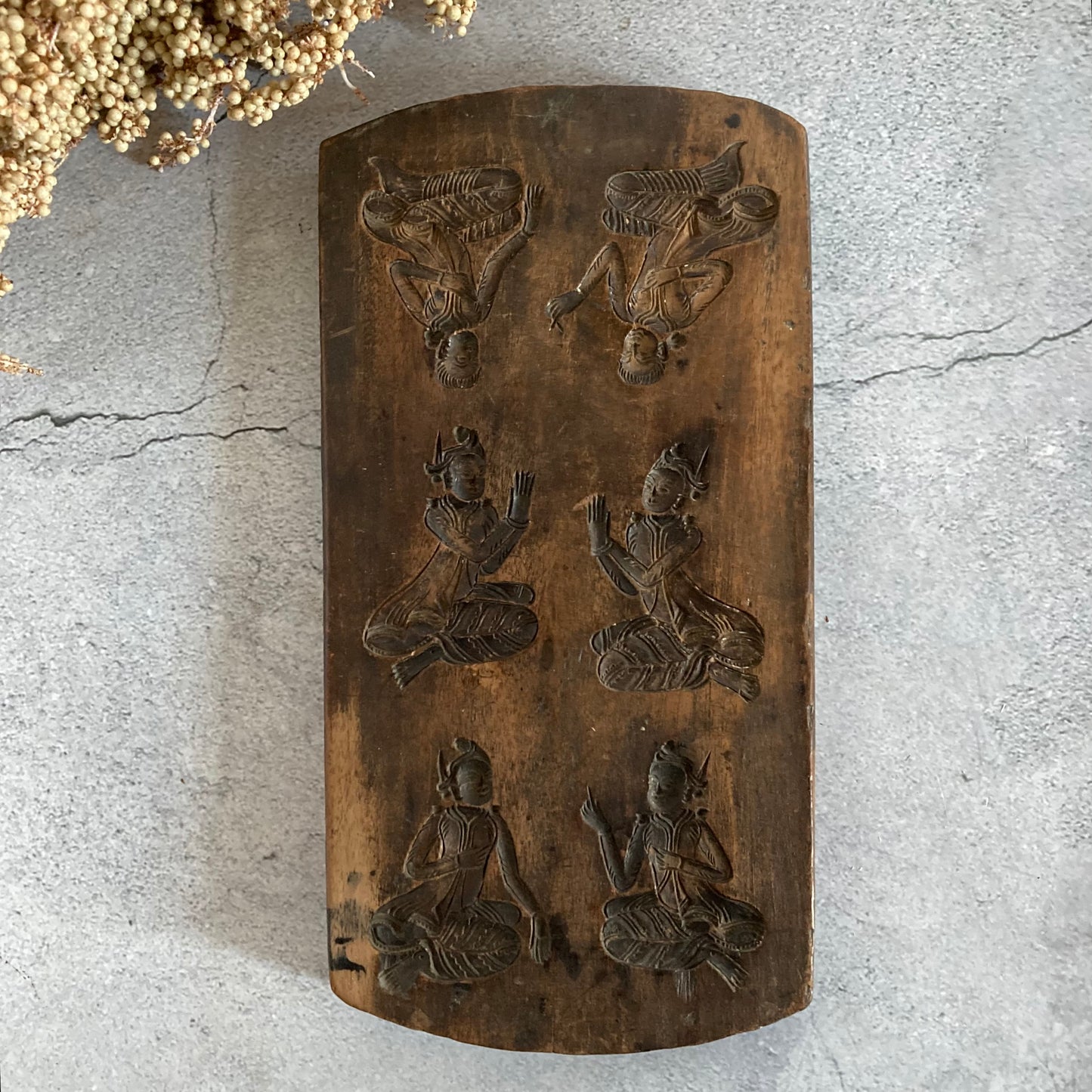 Antique Double Sided Biscuit Cookie Mould | Burmese Figures