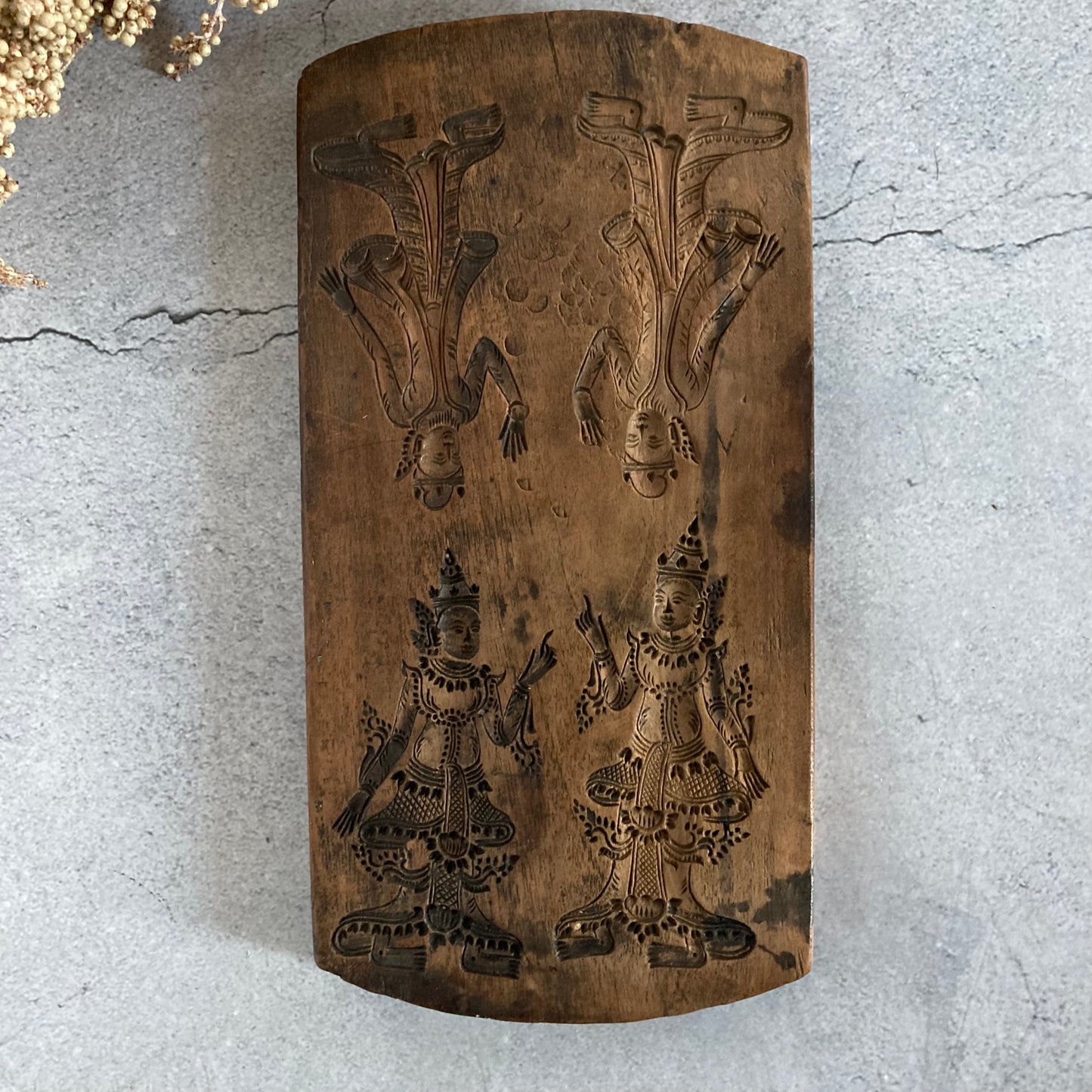 Antique Double Sided Biscuit Cookie Mould | Burmese Figures