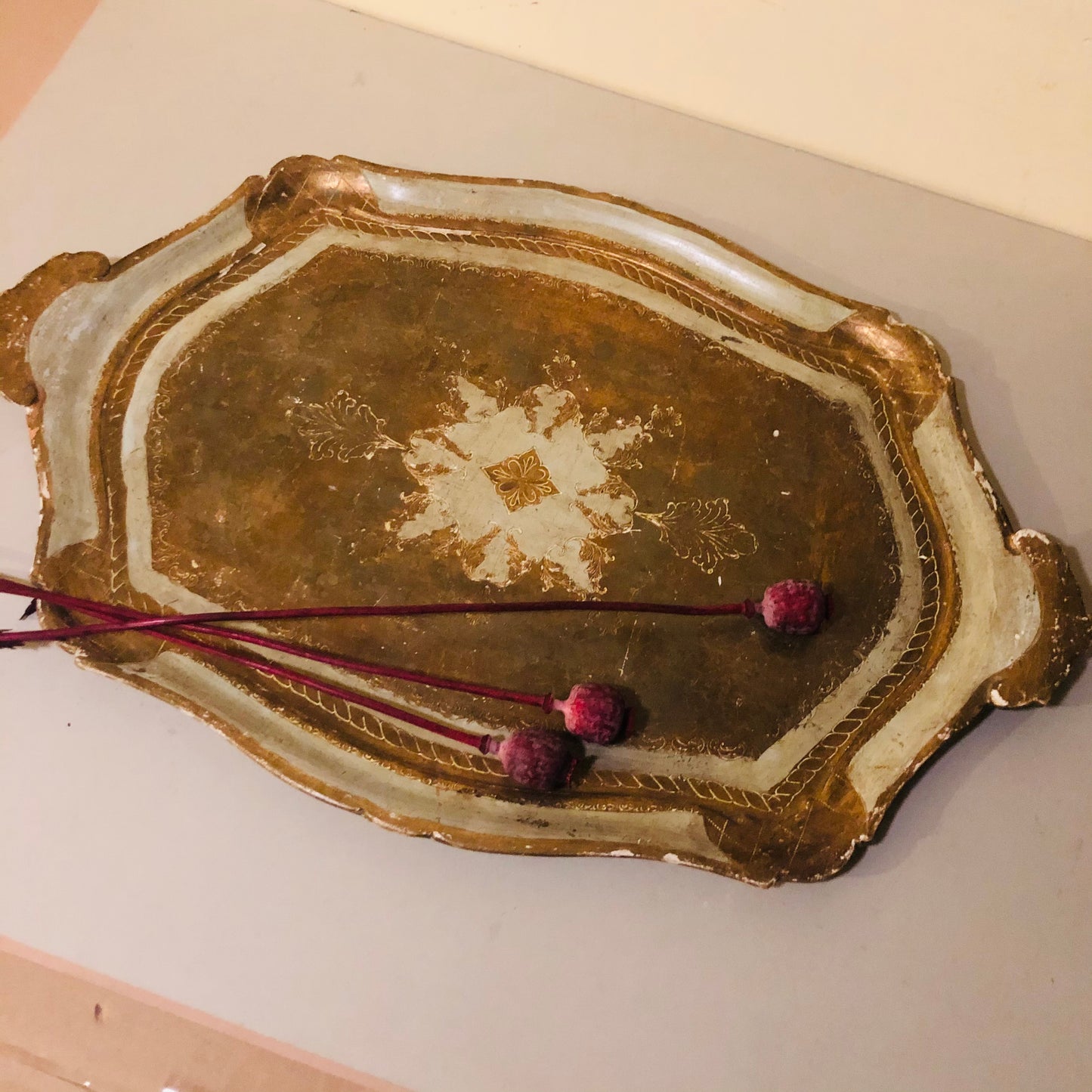 Large Papier Mache Florentine Tray | Vintage Homer Decor