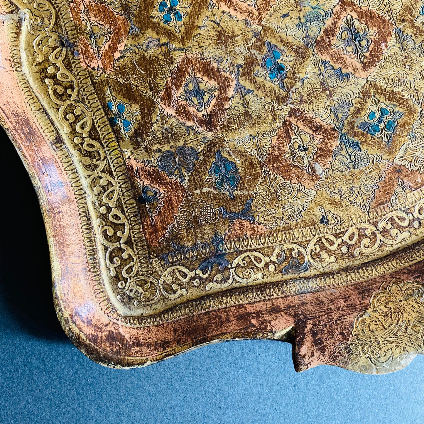 Vintage Copper & Gold Paper Mache Florentine Tray