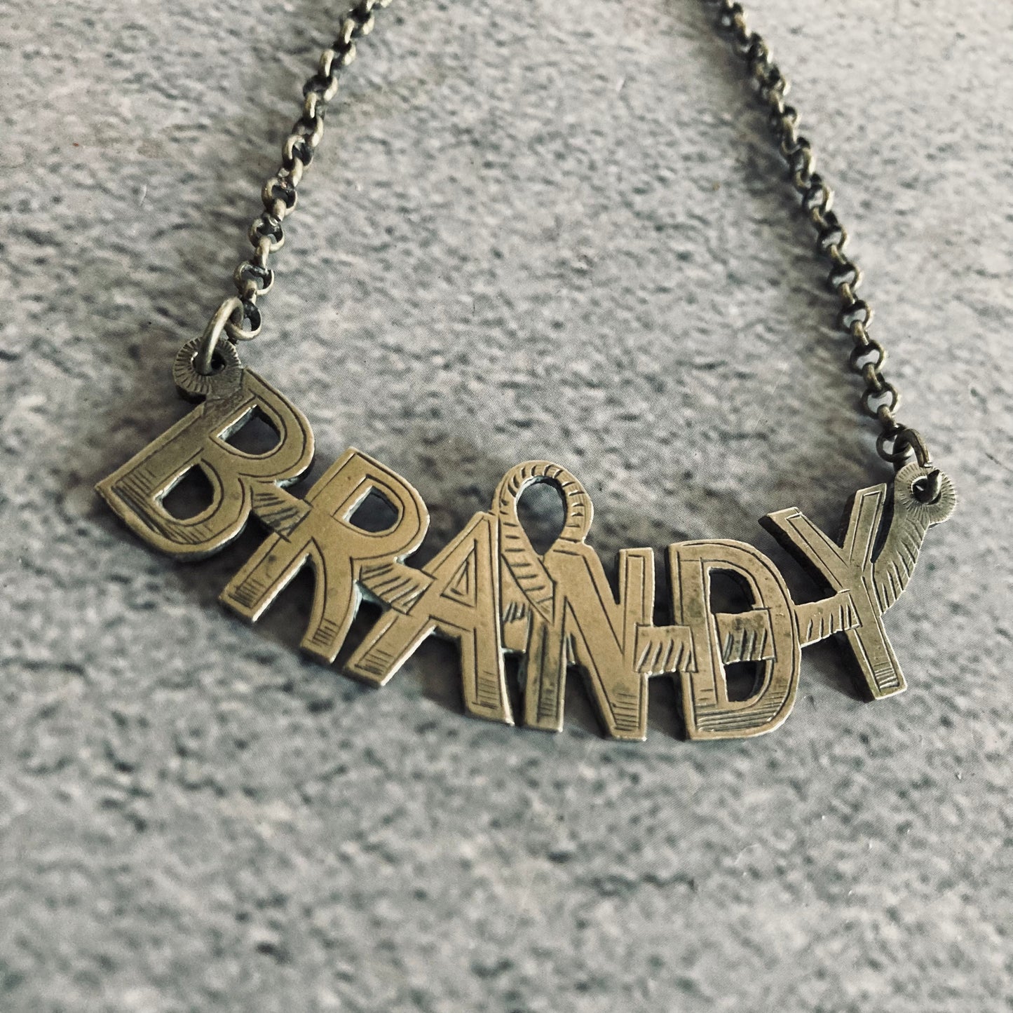 Antique Silver Decanter Bottle Label Brandy