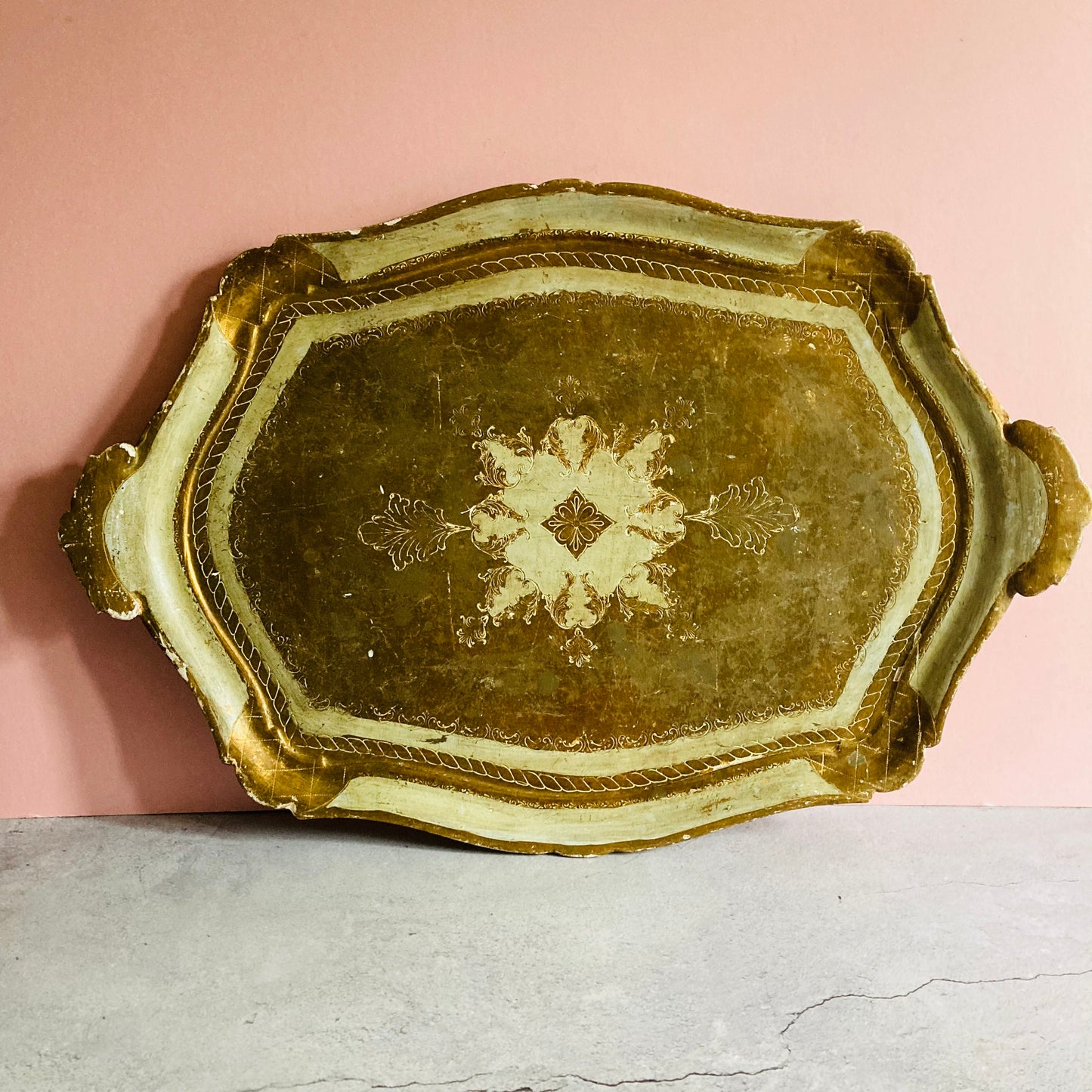 The Tattooist Alice - Large Gold Paper Mache Florentine Tray